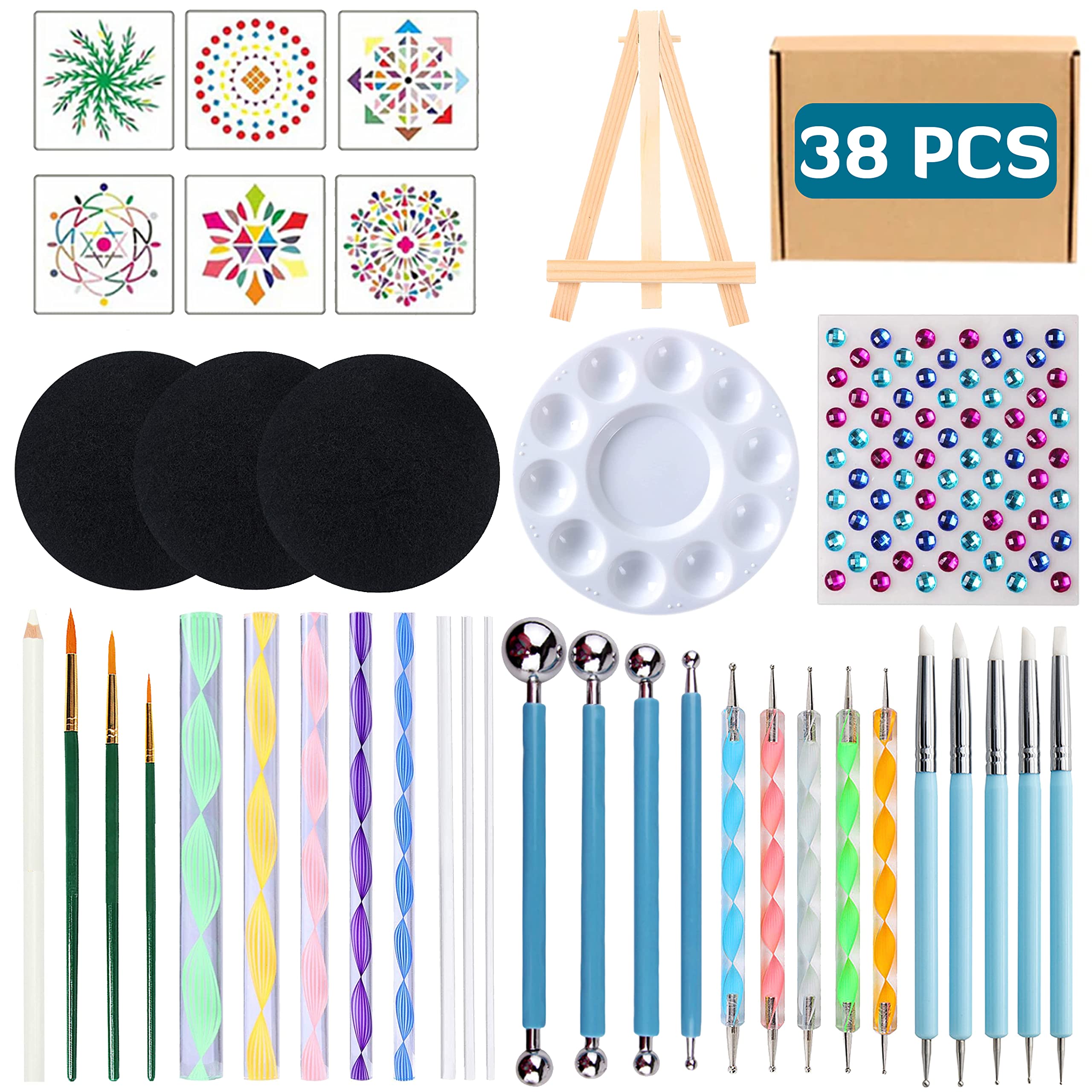 Lakeer Acrylic 38 Pcs Mandala Dotting Tools Set - Create Stunning Artworks With Ease,Multicolor