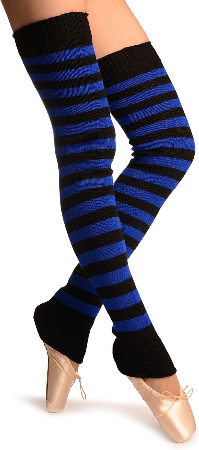 LissKiss Blue & Black Stripes Dance/Ballet Leg Warmers Leg Warmers at