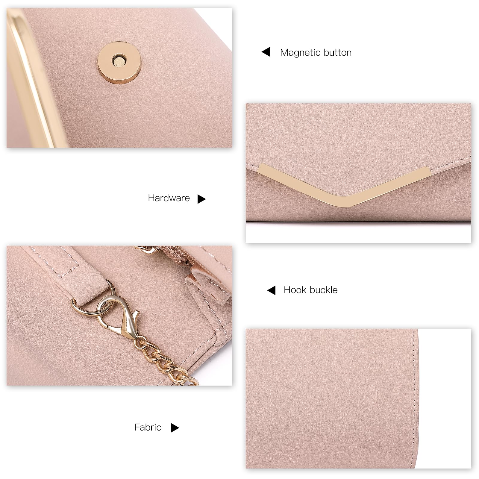 Miss Lulu Pochette soirée femme avec chaîne raffinée, Pochettes et clutches Femmes - Parfaite pour mariages, cocktails, cérémonies de gala et diners élégants