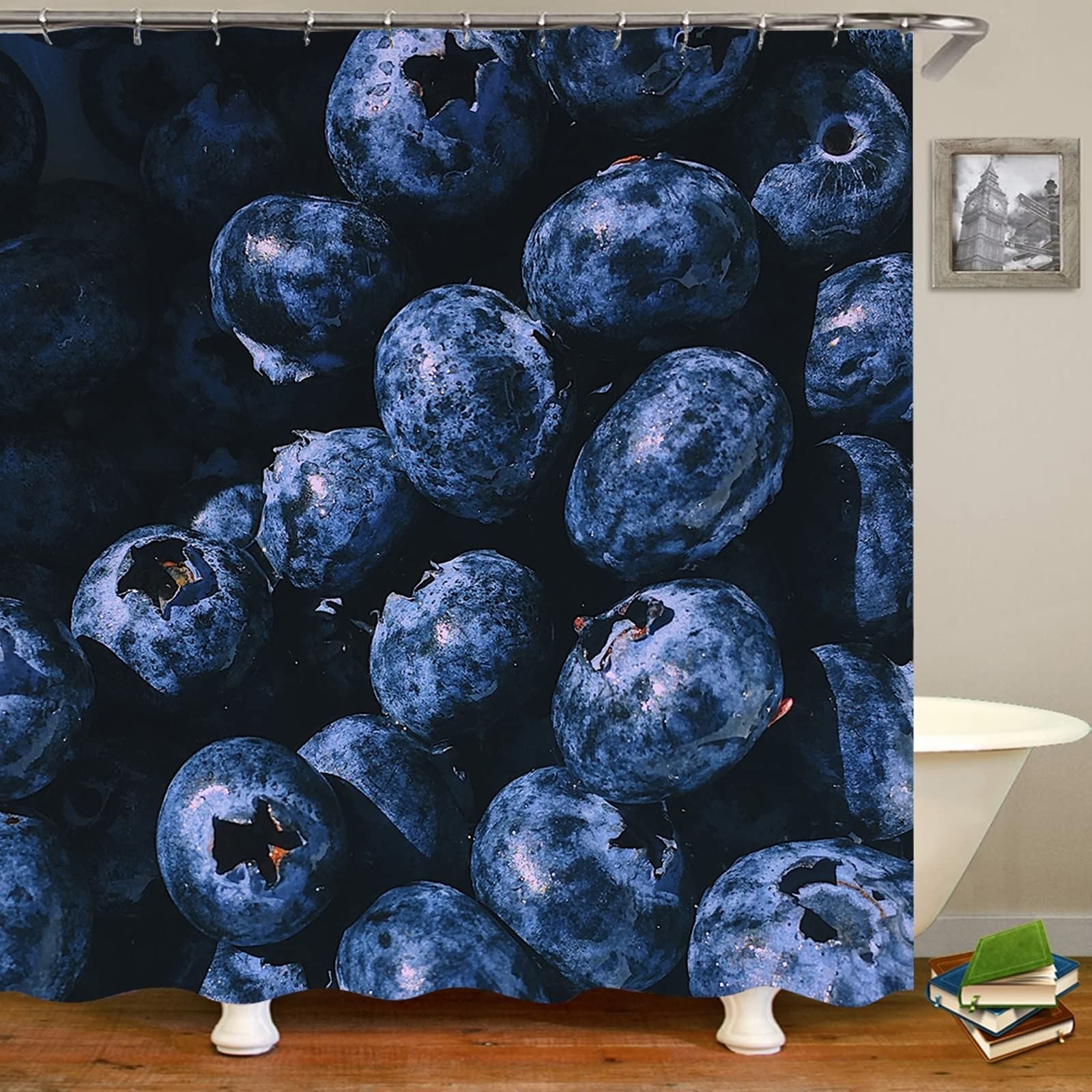 Rideau de douche bleu foncé 180x200 rideau salle de bain imperméable polyester KnSam