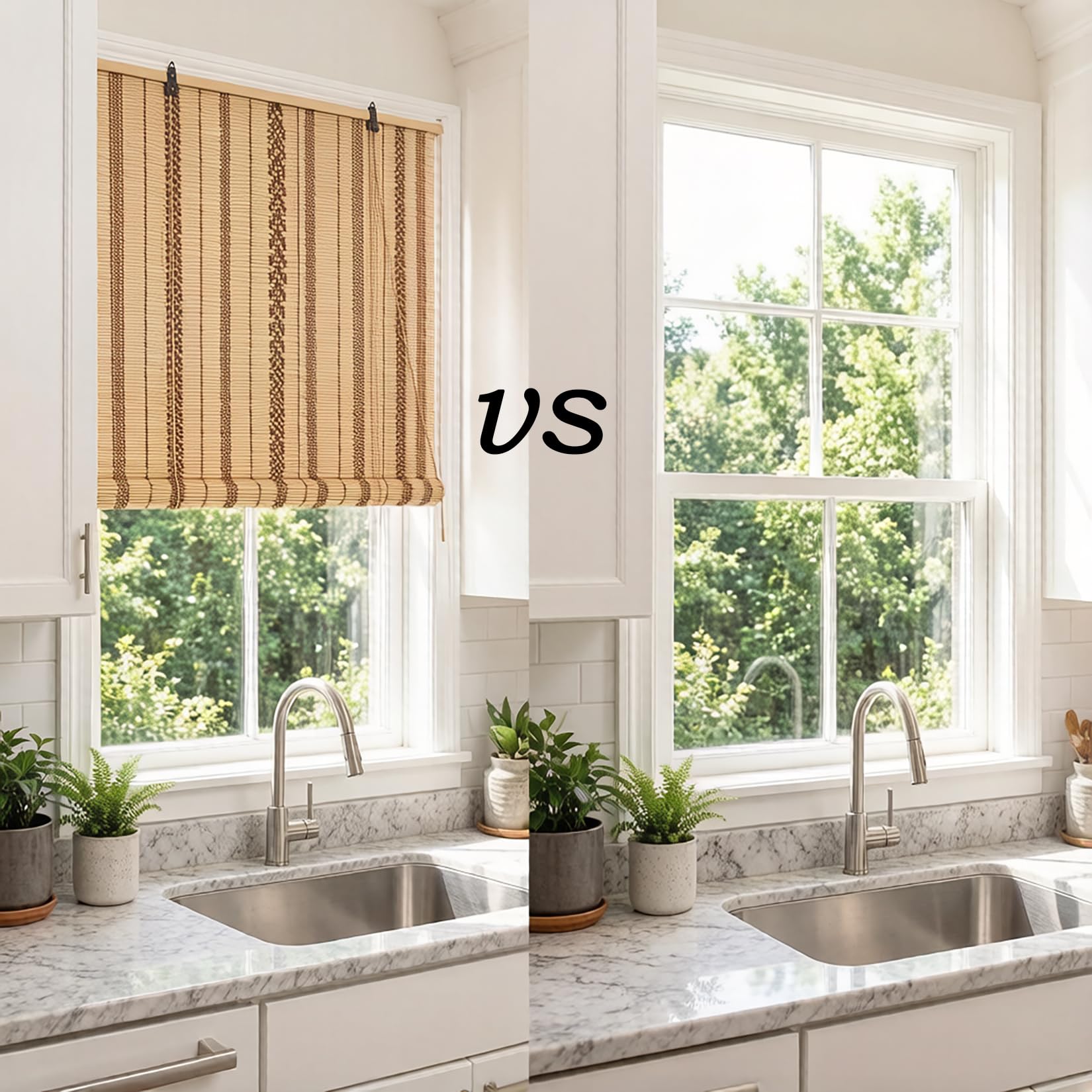 Rullo in bambù naturale Bli 120 x 290 cm, filtro della luce, 50% adesivo, fissaggio a vite, perfetto per soggiorno, camera da letto, ufficio, decorazione della casa