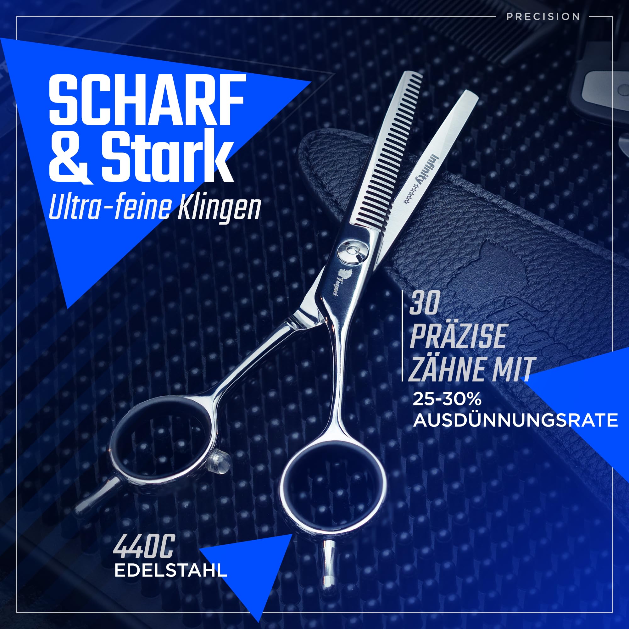 Fagaci Effilierschere Friseur 5.5" mit 440C Stahl, Ausdünnschere Haare Extreme Schärfe & Präzise Schnitte, Haarschere Ausdünnen Schlanke Klingen, Frisörenschere, Haar Scheren