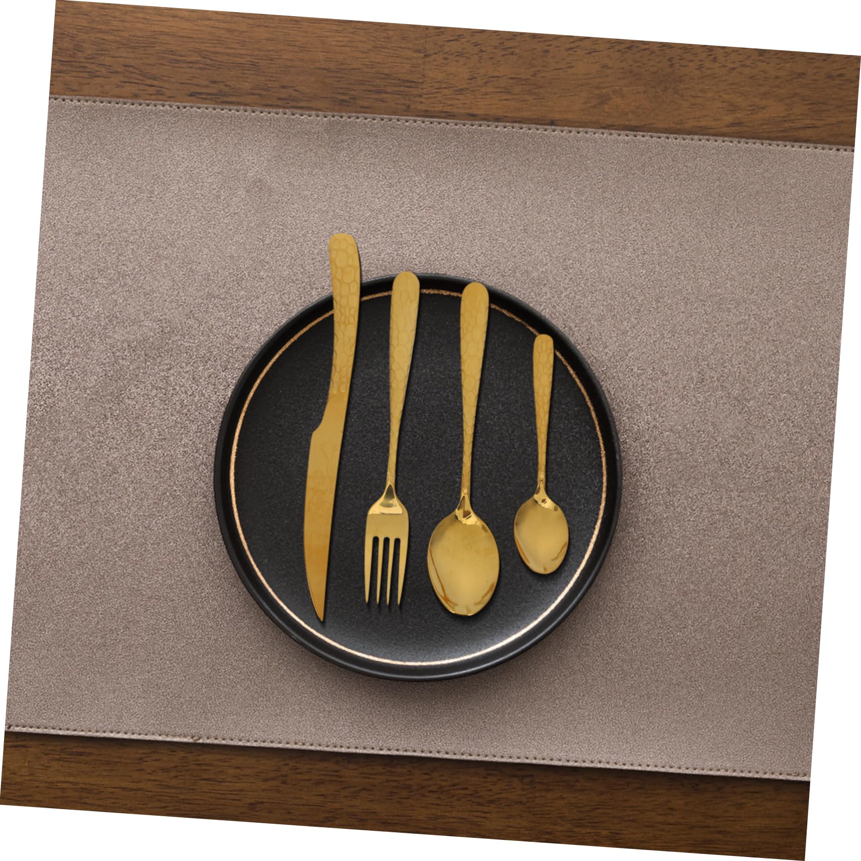 Hemobllo Posate da Bistecca in Acciaio Inox, 4 Set Dorati, Design Elegante, Uso Versatile per Cucine e Hotel