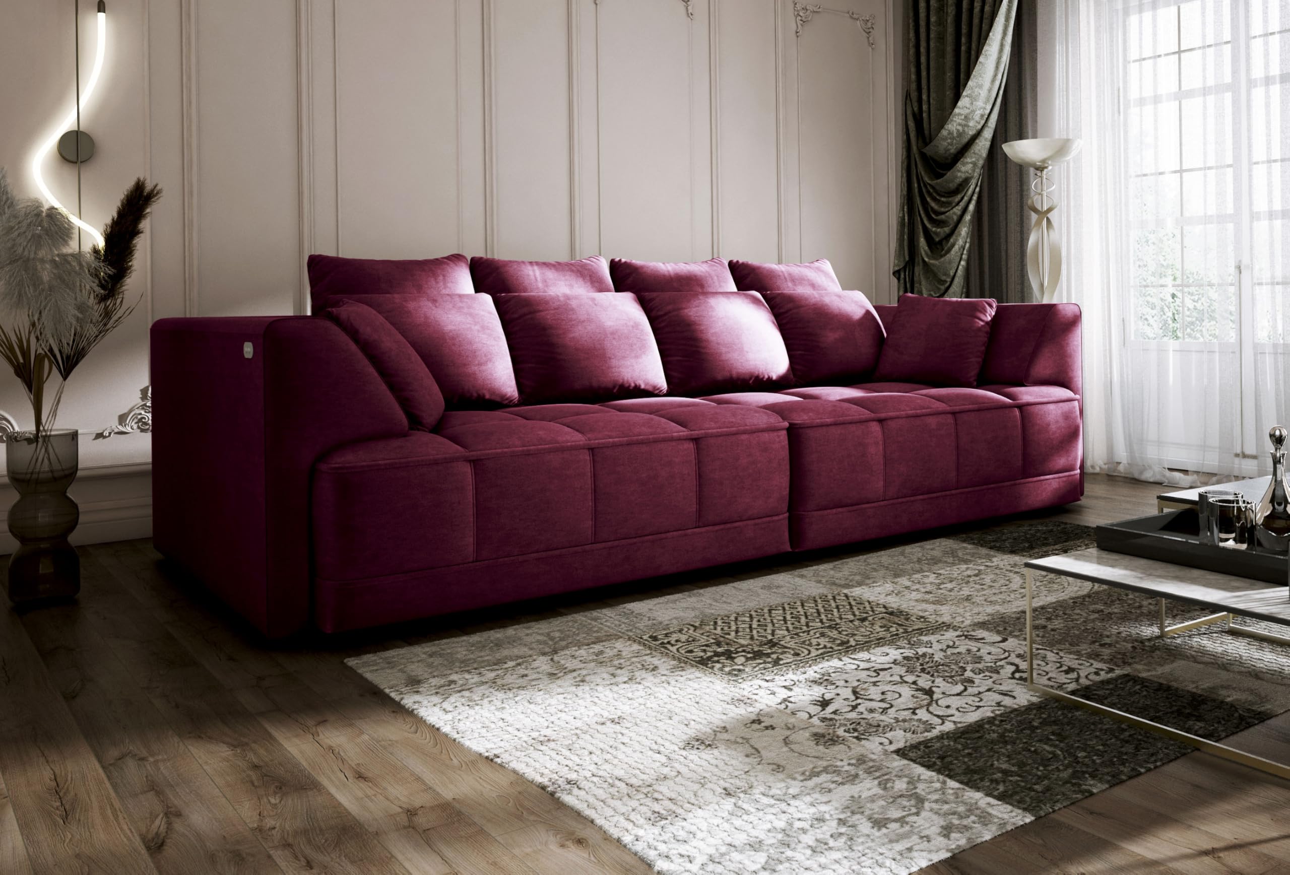 Big Sofa Tiga XXL, Schlafsofa, Couch, Schlafcouch mit Schlaffunktion 302 cm Breit (Cloud 68)
