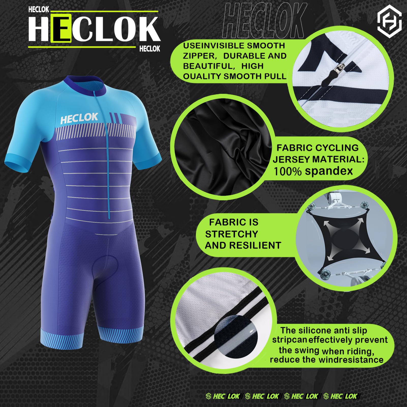Traje de Ciclismo Acolchado de una Pieza para Hombre，Traje de Triatlón para Hombre con Mangas，Summer Cycling Skinsuit Triatlón for Hombres, MTB Mono， Ropa de Ciclista