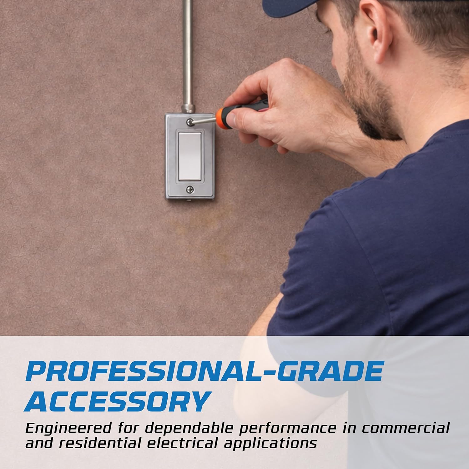 OHLECTRIC 4-inch Rectangular Handy Box Covers - Decorator Steel Junction and Device Box Cover | Fire Rated Electrical Protection | UL Listed (Pack of 4)