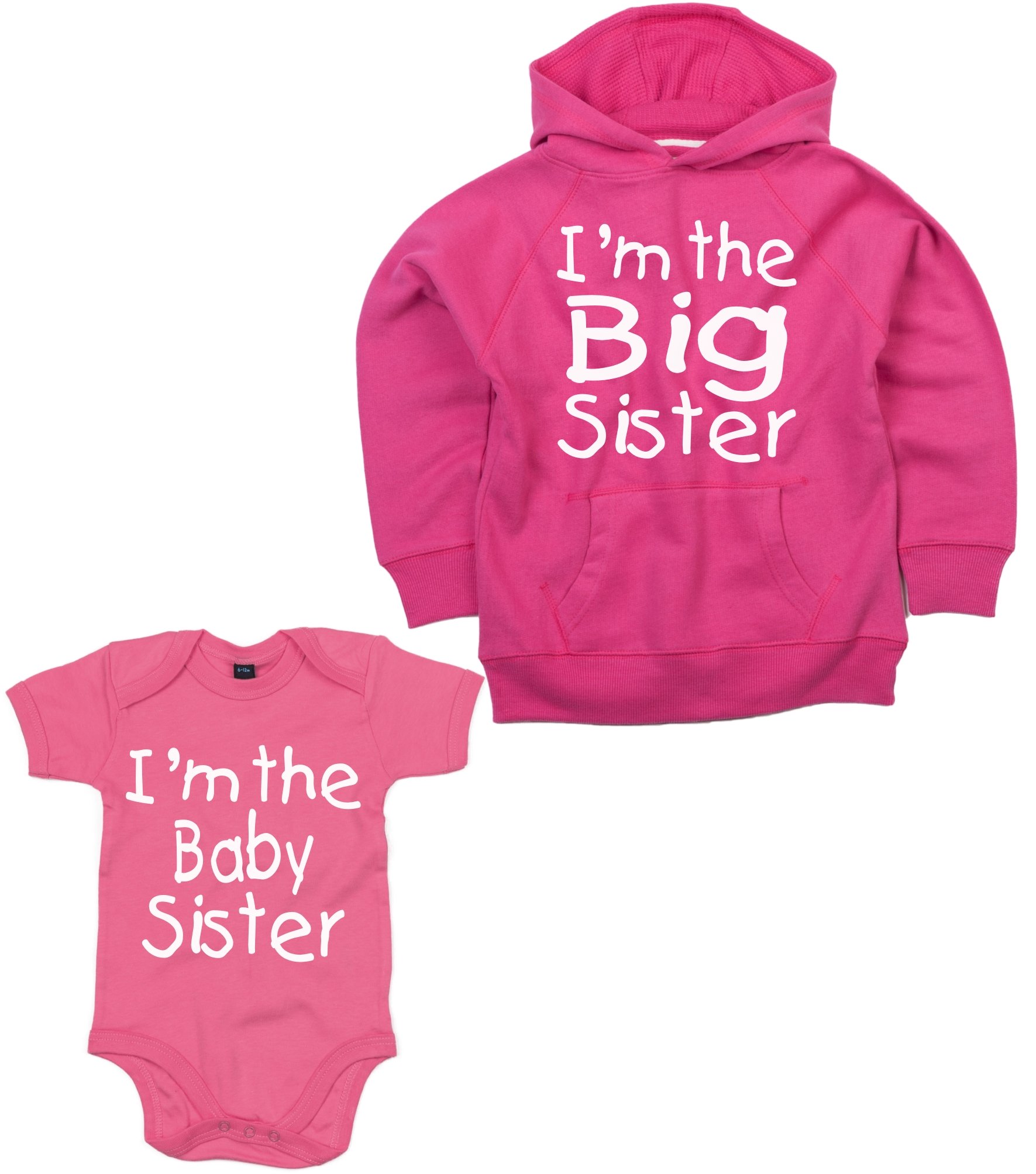 Edward Sinclair Fuchsia & Bubblegum Pink 3-4Yrs 3-6Months 'Matching Big Sister Fuchsia Hoodie With I'm The Baby Sister Bodysuit Set