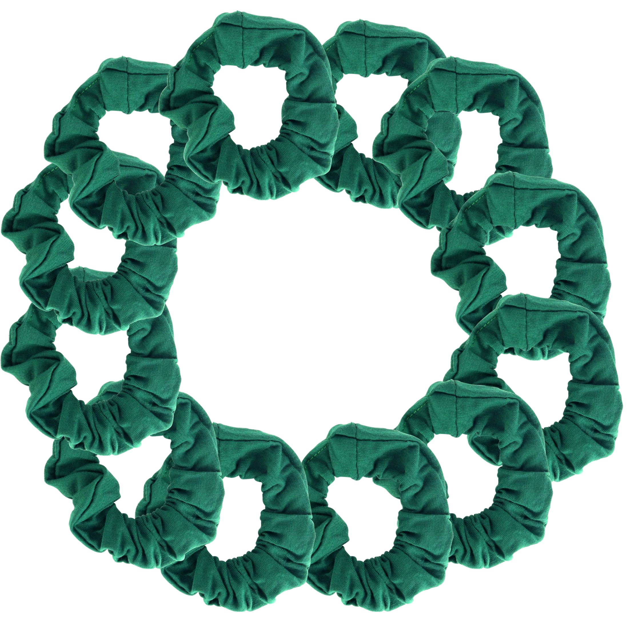12 Pack Solid Hair Ties Scrunchies (Dark Green)