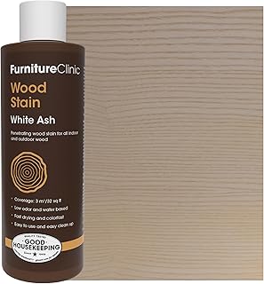 Furniture Clinic Wood Stain | White Ash | Water Based | Fast Drying, Low Odor, & Non-Toxic | for Indoor & Outdoor Furniture and More | Multiple Finishes | (8.5oz / 250ml)