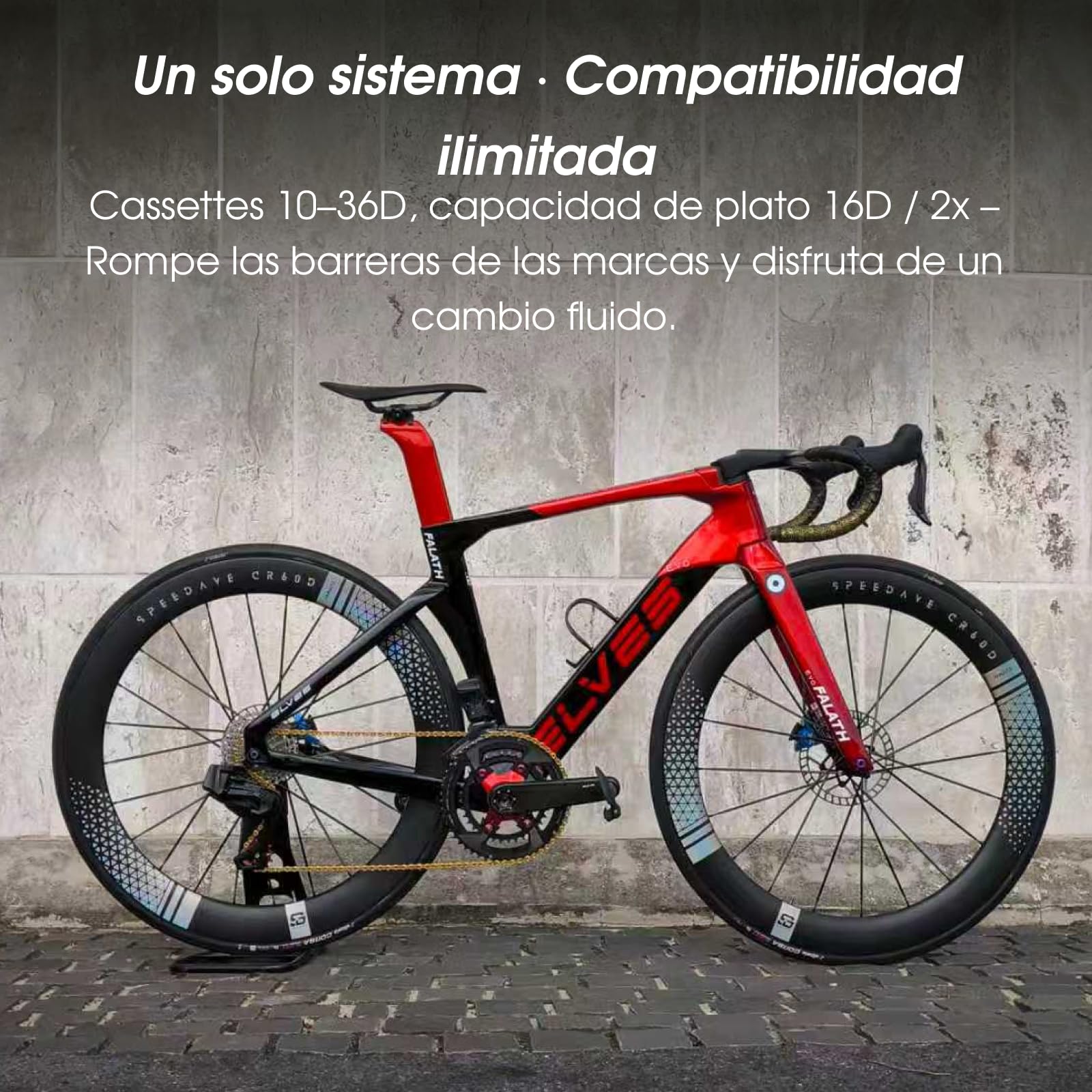 Desviador electrónico inalámbrico de Carbono WHEELTOP EDS TX para Bicicleta de Carretera con 3-14 velocidades Personalizables, IP67 a Prueba de Agua, conexión Bluetooth y Ant+, Freno de Cable