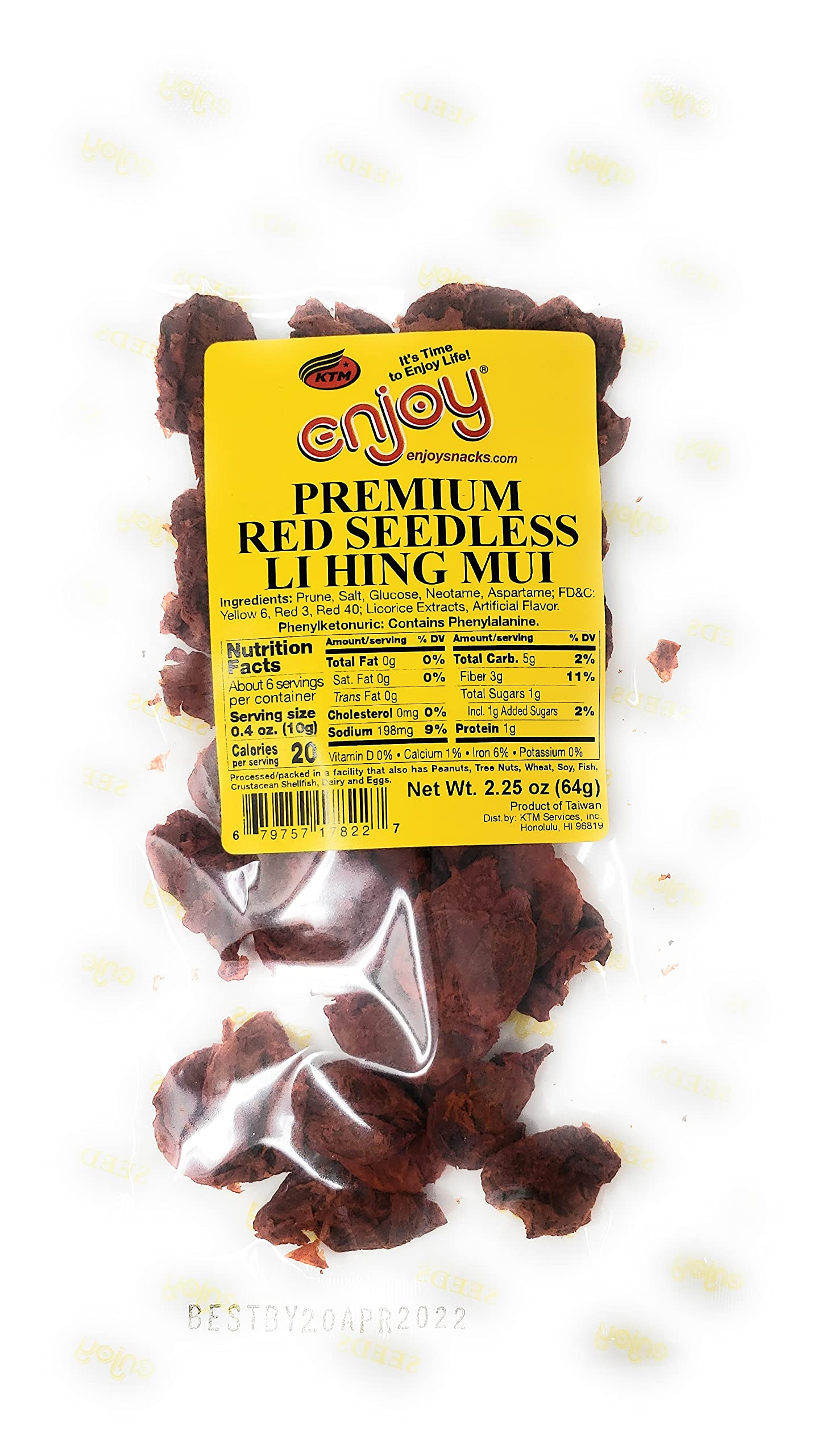 Enjoy Snacks Premium Red Seedless Li Hing Mui 2.25 oz