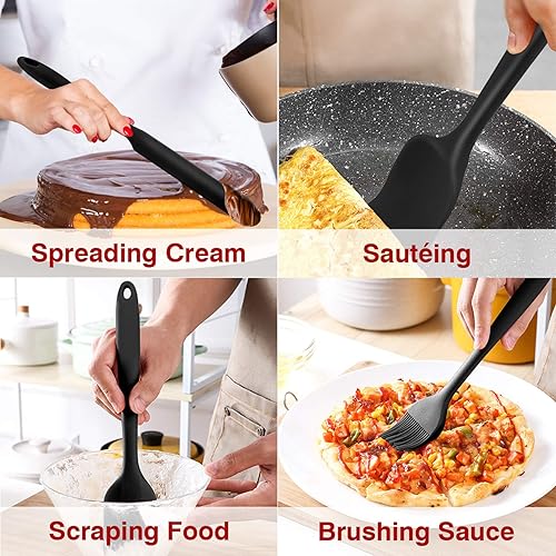 Miniatura 4 de P&P CHEF - Juego de 7 espátulas de silicona resistentes al calor, juego de utensilios de cocina para cocina antiadherente, mezcla de hornear, diseño