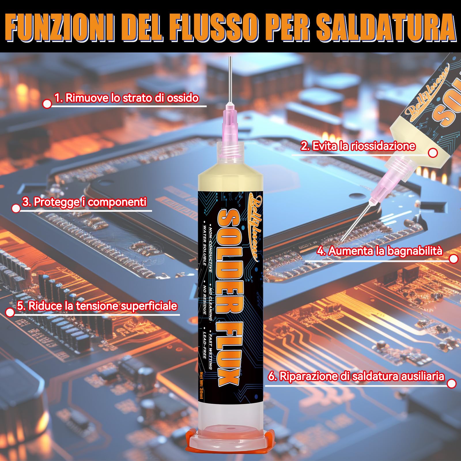 Stagno per Saldare, Flussante per Saldatura a Stagno, 1 Pacchi Pasta Saldante Stagno, Senza Pulizia Flussante per IC/CPU/PCB/LED/BGA/SMD Saldatura e Riparazione Elettronica di Precisione