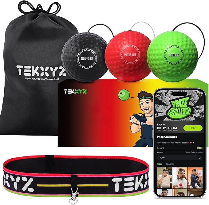 TEKXYZ Reflex Ball with Counter App: Reaction, Agility, and Hand-Eye Training