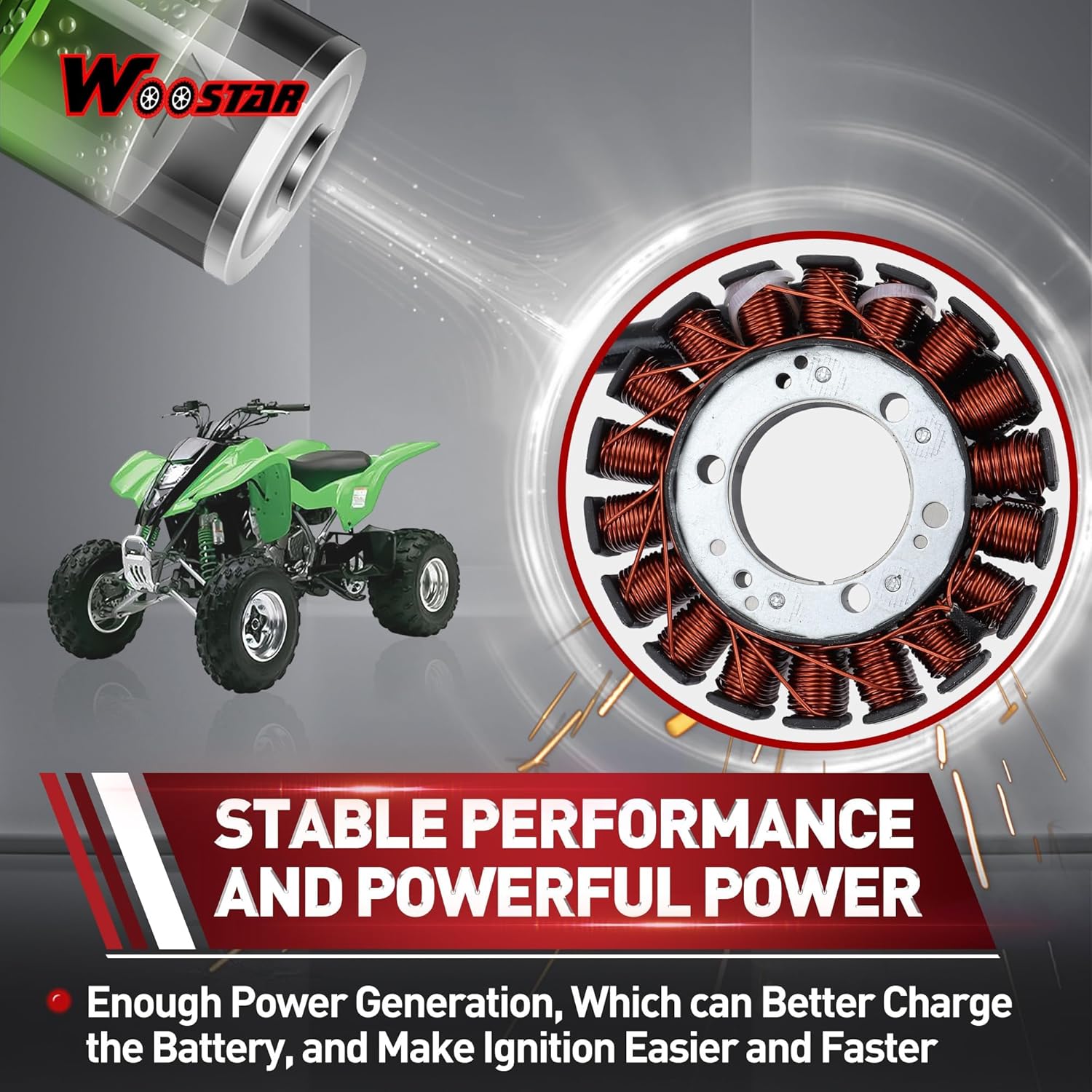 WOOSTAR 18 Coil 7 Wire Magneto Stator Replacement for Suzuki LTZ400 Quadsport Z 400 KSF400 KFX400 ARCTIC CAT DVX400