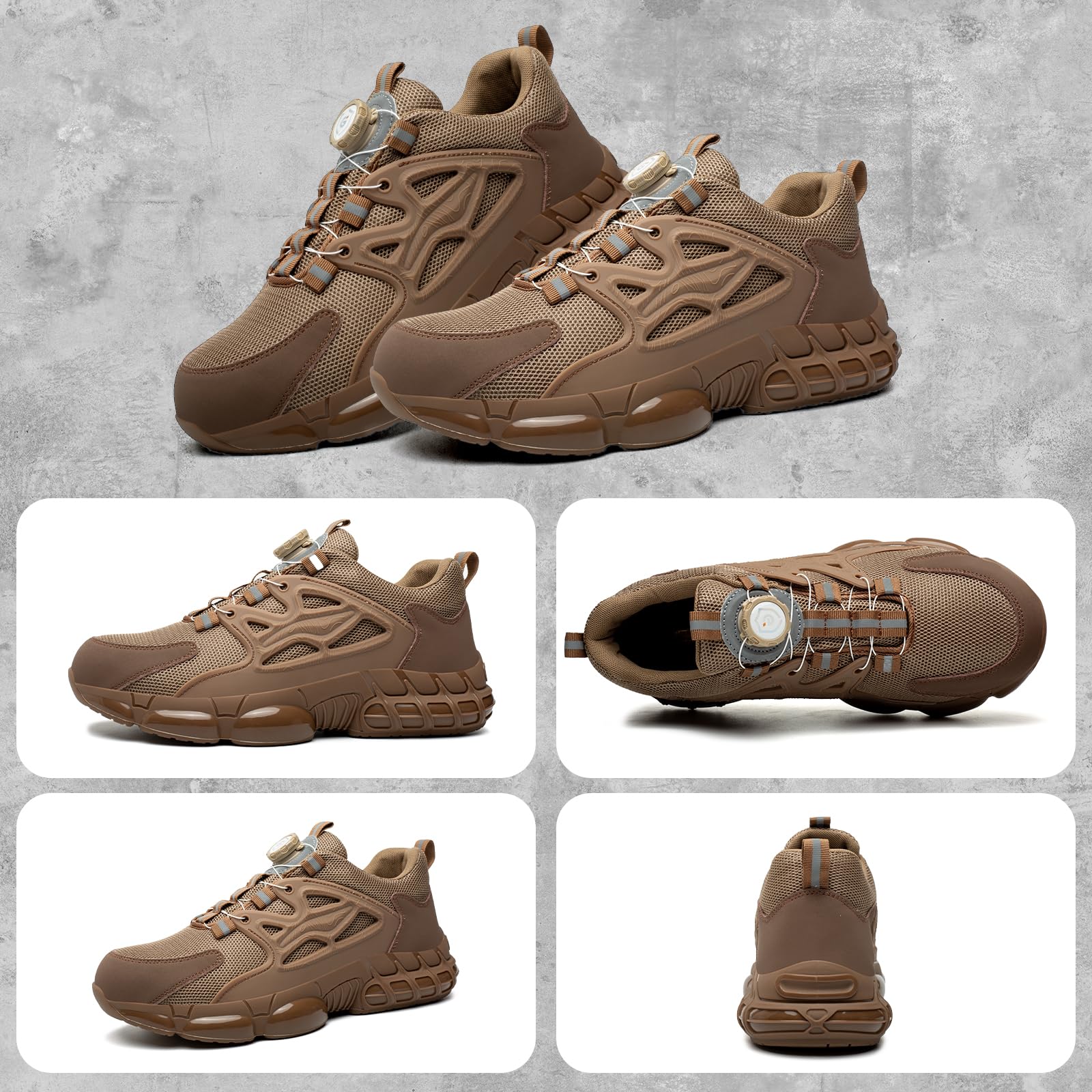 GemChve Scarpe Antinfortunistiche Uomo Donna Leggere Traspiranti Sneakers Antiscivolo Scarpe Sicurezza con Punta in Acciaio Regolazione Rapida dei Lacci 36-46 EU