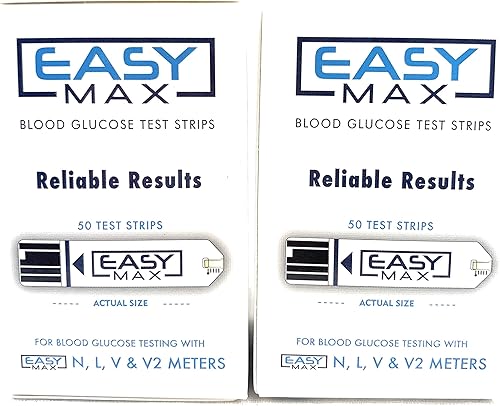 Miniatura 1 de 100 tiras de prueba de glucosa en sangre EASYMax 2 cajas de 50