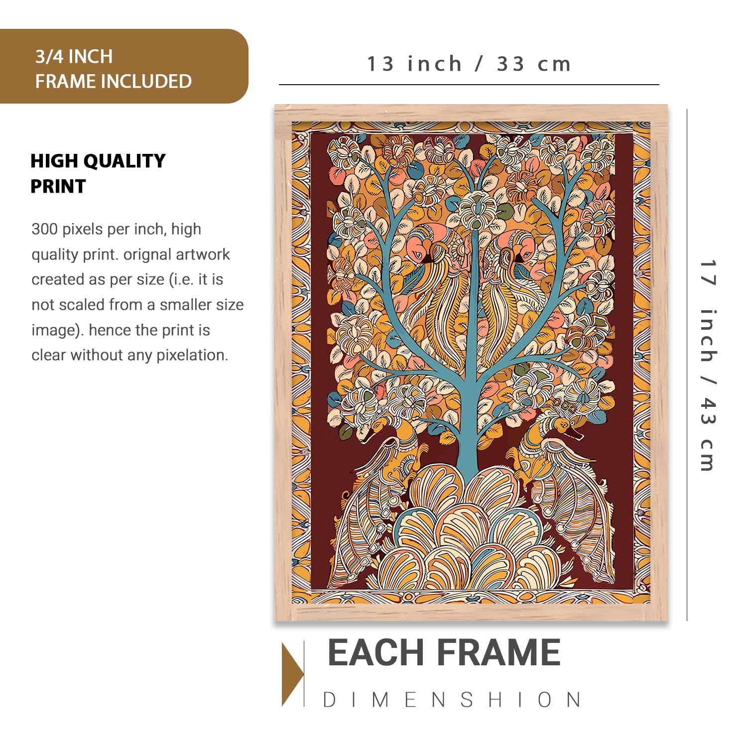 Kotart Madhubani Wall Art - Framed Paintings -2 Kotart Madhubani Wall Art - Framed Paintings -2