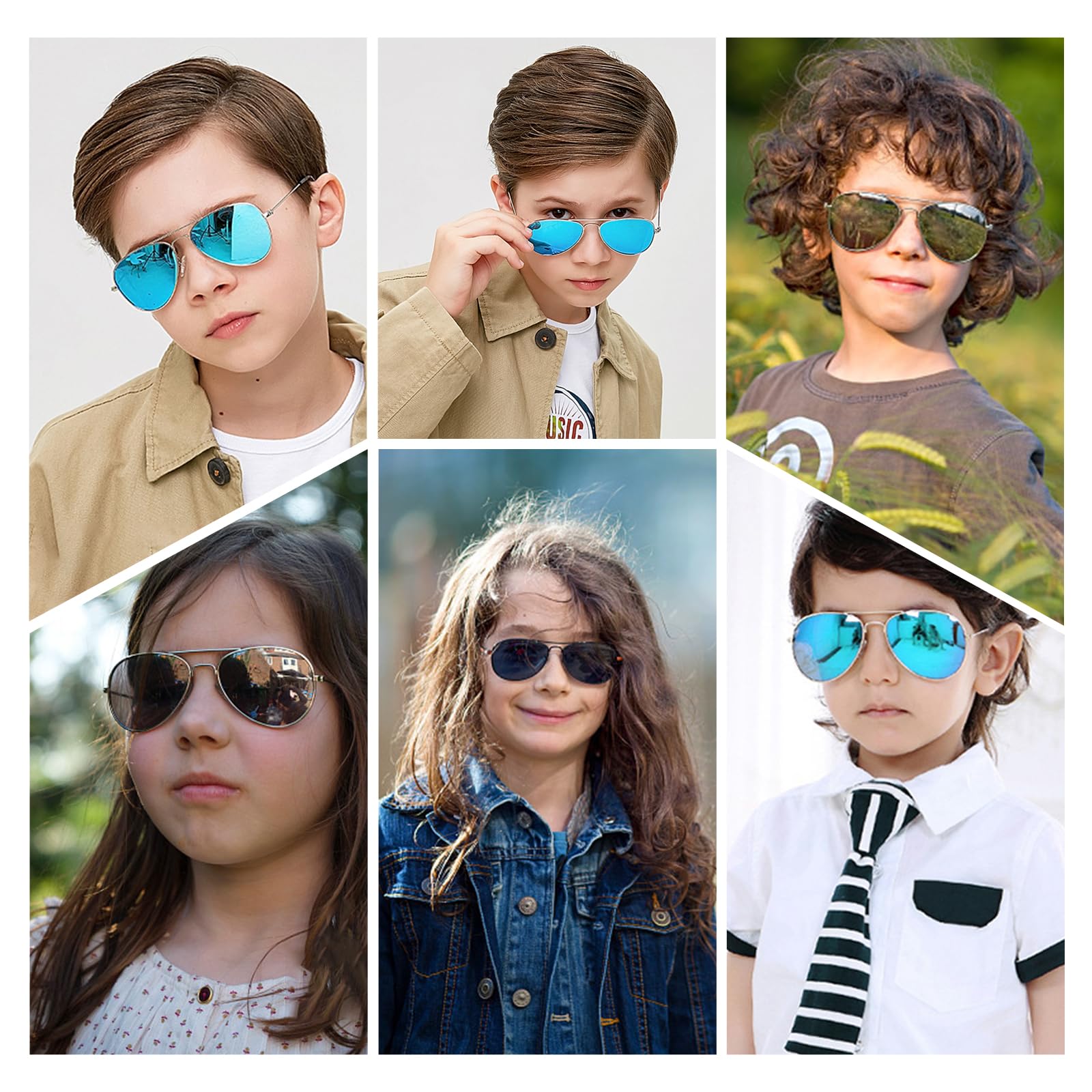 Kinder Pilotenbrille Sonnenbrillen Polarisierte Fliegerbrille Coole Verspiegelt mit UV400 Schutz für Jungen MäDchen Teenage