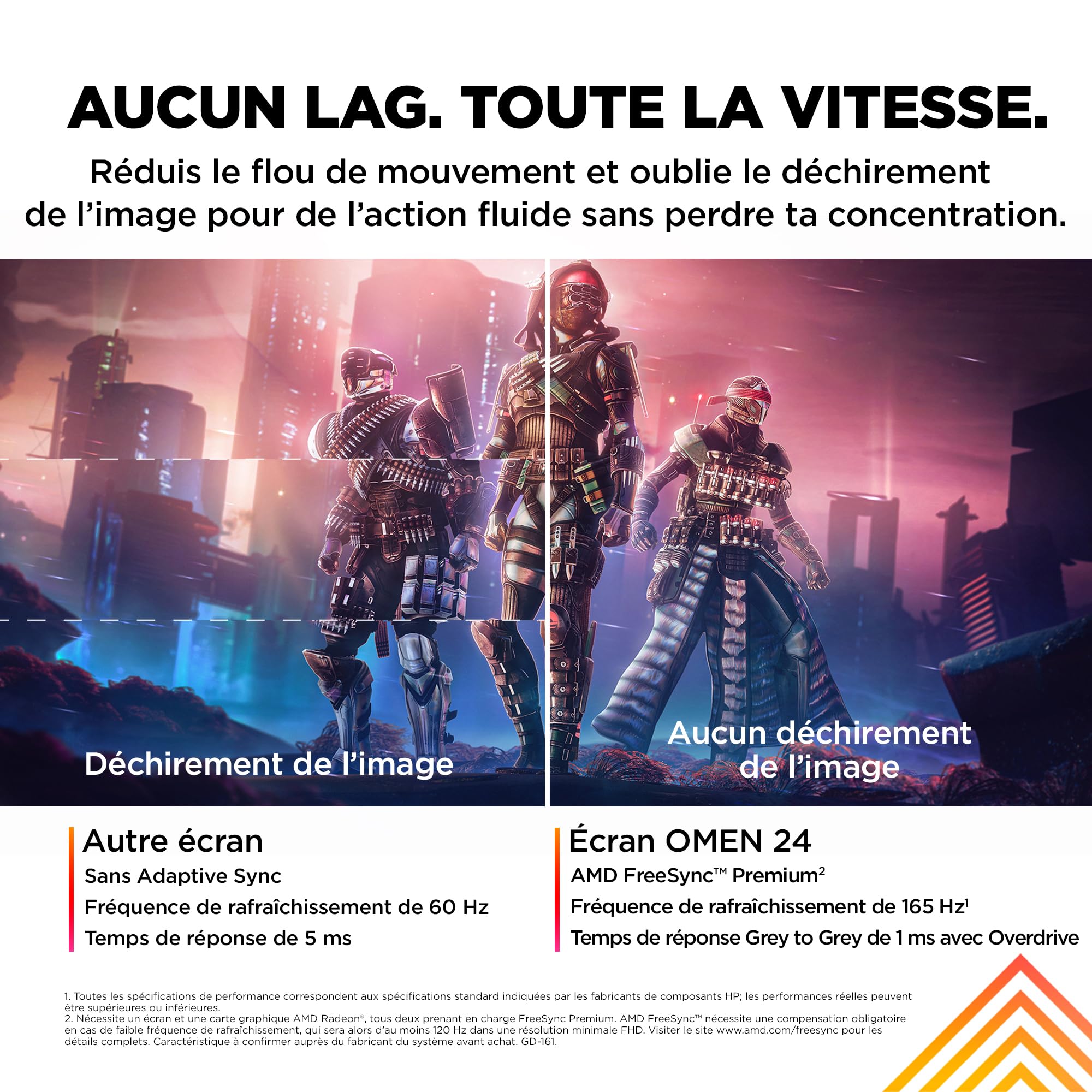 HP OMEN 24, Écran Gaming 23,8" FHD IPS 165Hz, 1ms (1920 x 1080, 16:9, Antireflet, AMD FreeSync Premium, 300Nits, 2X HDMI 2.0/1xDP 1.2) Moniteur PC Noir