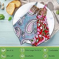Vista 3 de DIYANAIMPEX 10 piezas de servilletas de tela de algodón con estampado de bloque de mano hecho a mano de 16x16 pulgadas, decoración del hogar