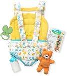 Melissa & Doug Ensemble de jeu porte-bébé Mine to Love pour poupées avec ours en peluche, bouteille, hochet, carte d'activité, porte-poupée pour enfants