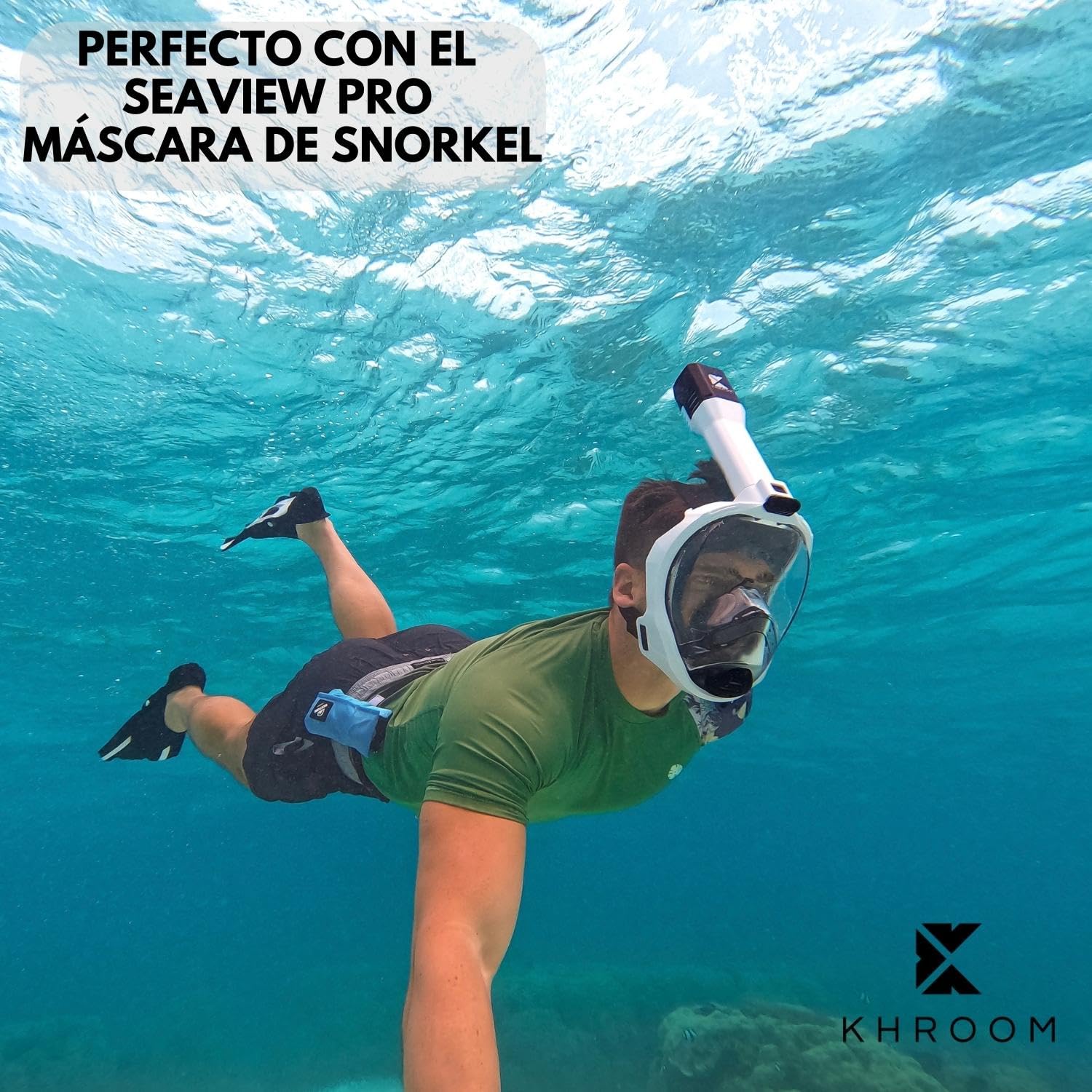 Khroom Aletas de esnórquel Ajustables Cortas con Bolsillo para Colgar Tallas 36 – 47, Aletas Cortas para Nadar Adultos, Mujeres y Hombres, Aletas de Buceo, Entrenamiento de natación
