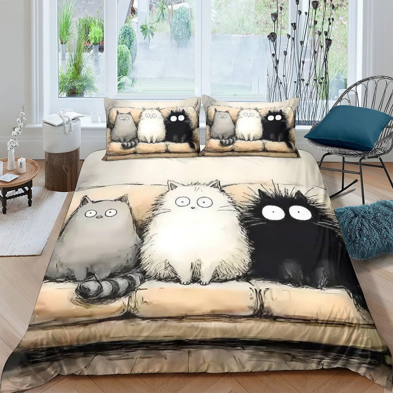 Ctjqhvkz Style-8 3D Printed Cute Cartoon Cat Fitted Sheet Microfiber Soft Non-Slip Fluffy Sofa Cat Bed Sheet For Bedroom Dorm Decor Single（135X200cm）