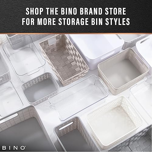 Miniatura 8 de BINO l Canastas de almacenamiento de plástico, medianas - Blancas LA COLECCIÓN DE LA FLORES l Organizador multiusos Asas integradas Canasta
