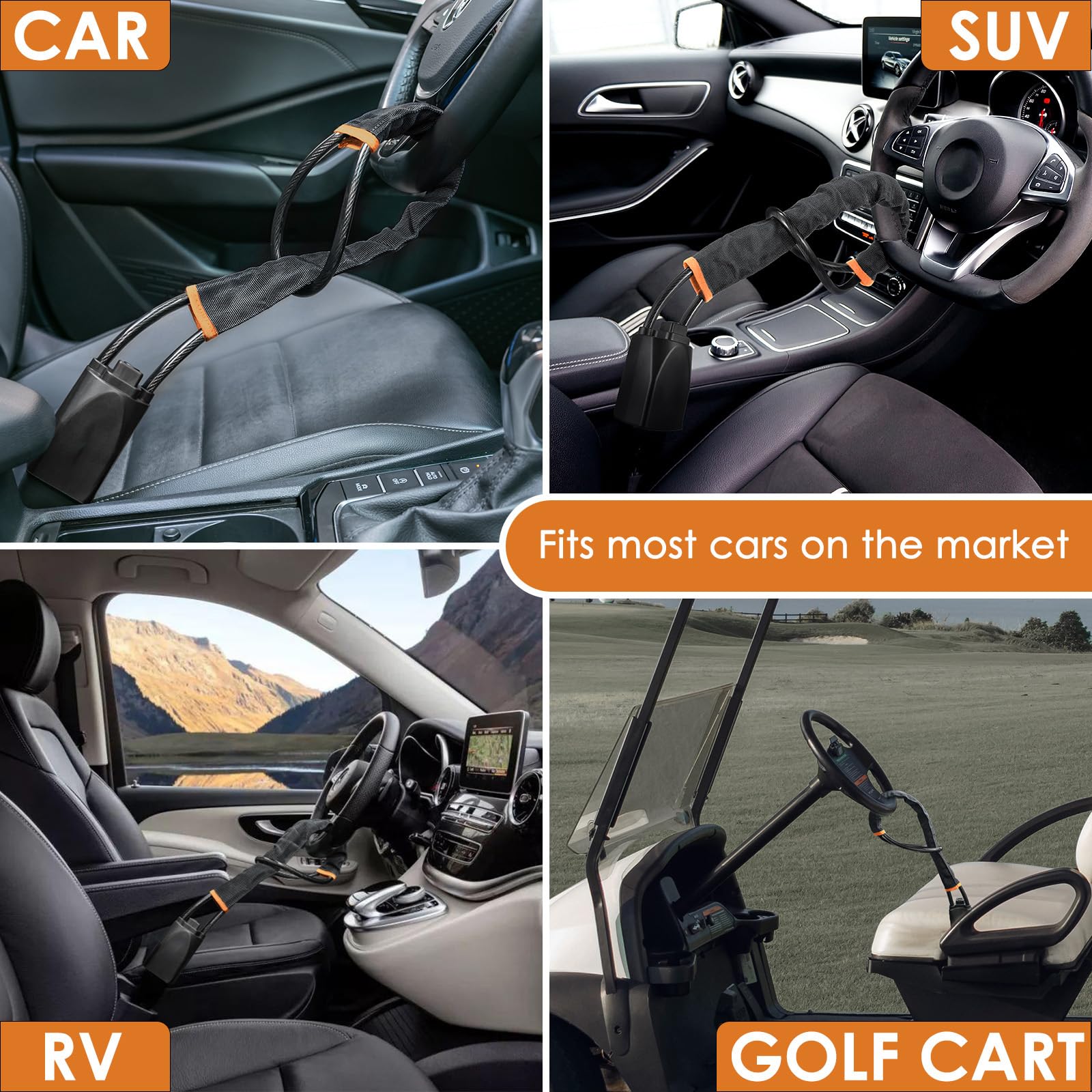 TYTOGE Blocco Volante per Auto Blocco Cintura di Sicurezza Antifurto, Blocco Volante con 2 Chiavi Antifurto Blocco Cintura di Sicurezza Universale per Auto Veicolo Carrello SUV