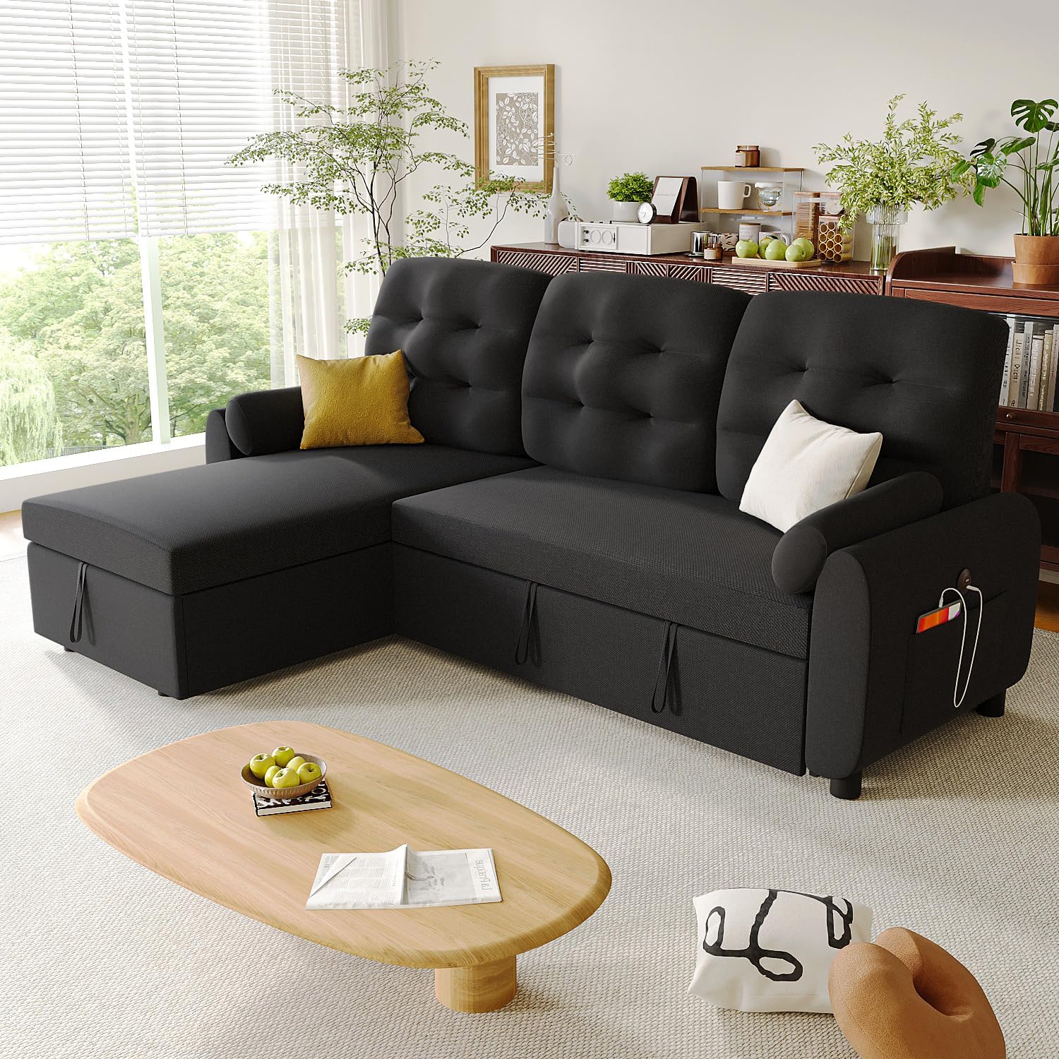 Diagram showing sofa dimensions and two boxes for shipping