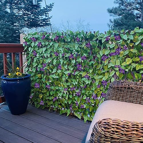 Miniatura 8 de Sumery Rejilla de privacidad de valla expandible para balcón, patio al aire libre, panel de cercado decorativo de hiedra sintética, setos