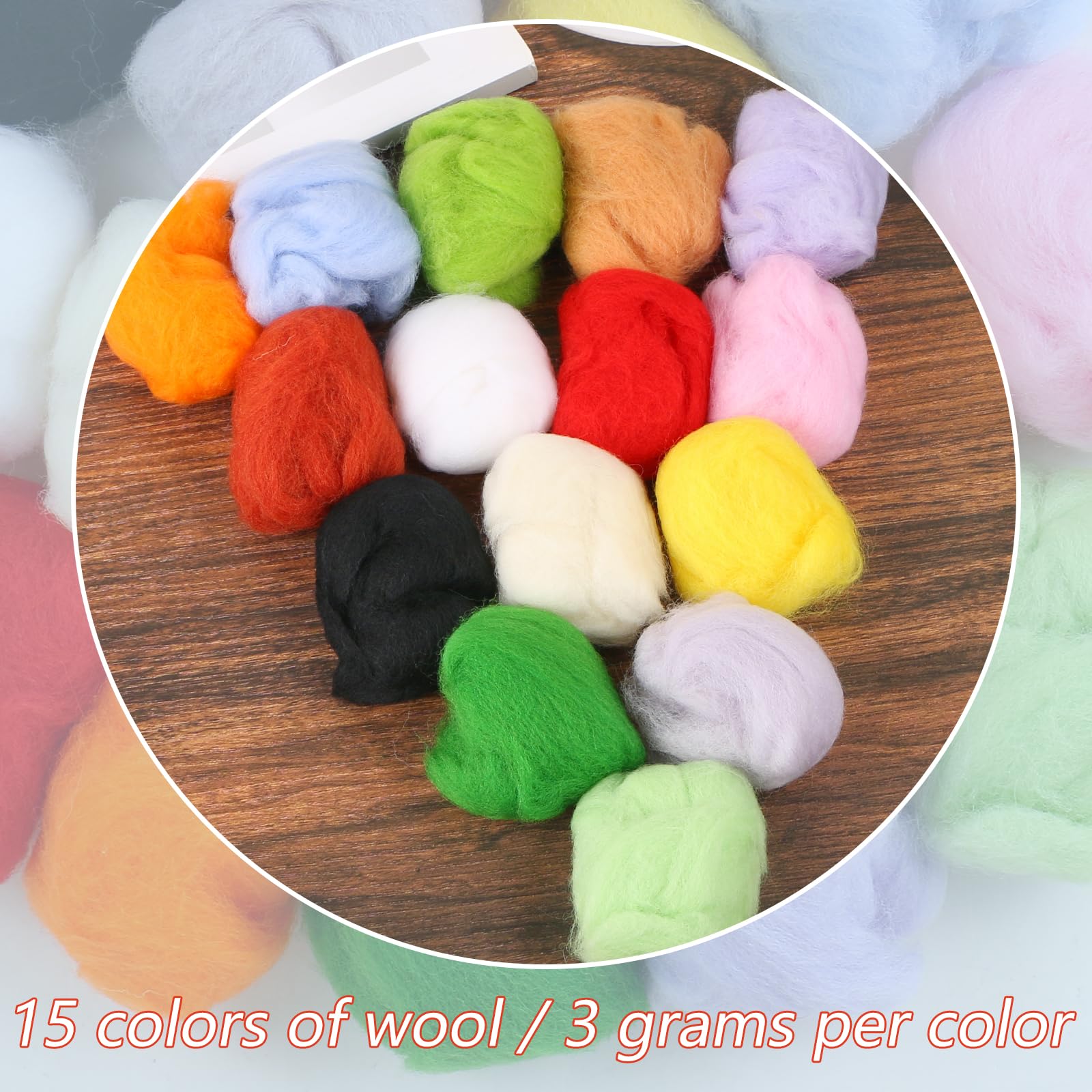 Uxcell 70 Colors Needle Felting Wool Roving - 3g Packs, Natural Fibre For DIY Crafts, Felting & Weaving