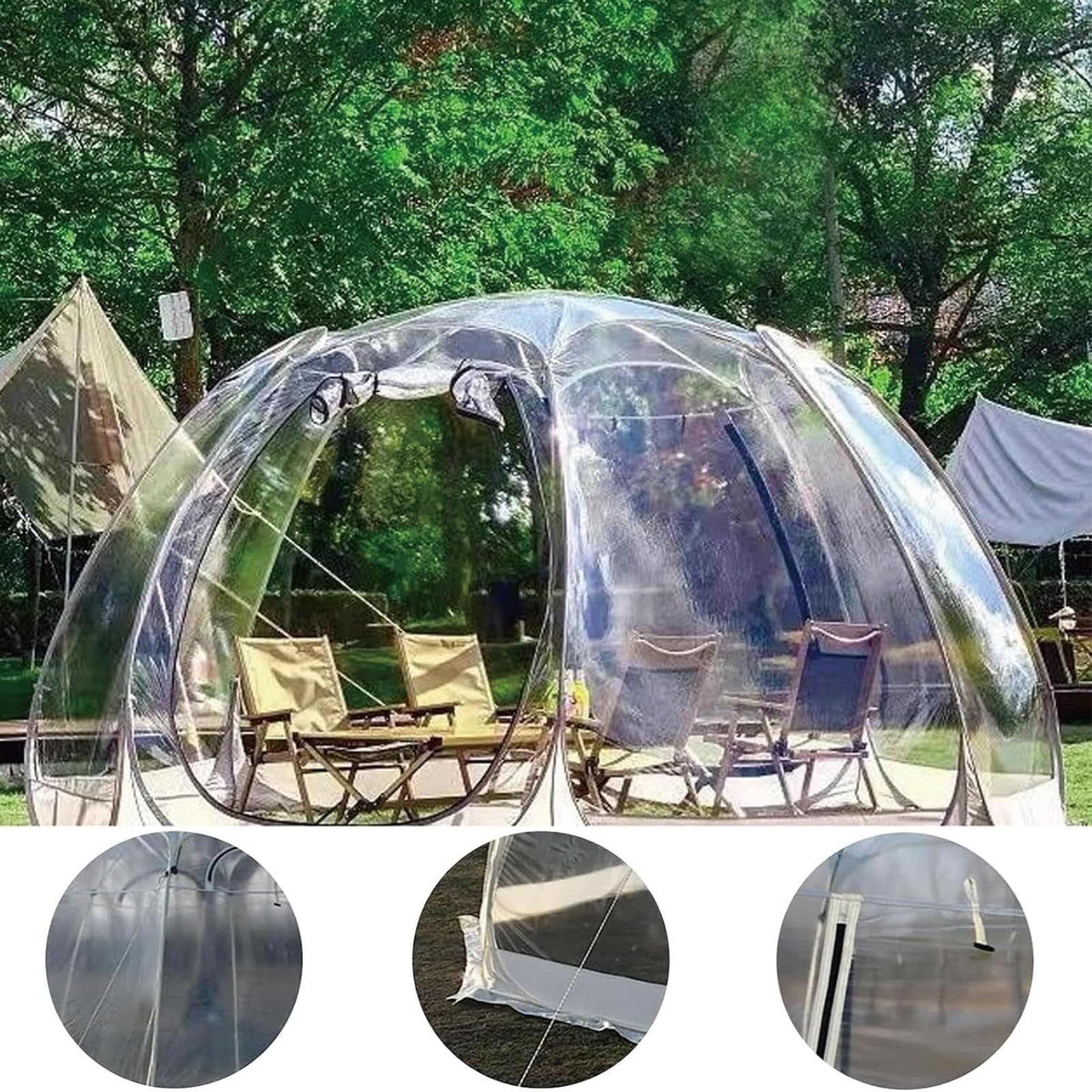 Geodezyjny namiot kopułowy, przezroczysty 360°, wodoodporny i wiatroszczelny, przenośny pawilon na patio, podwórko, imprezę i obserwację gwiazd