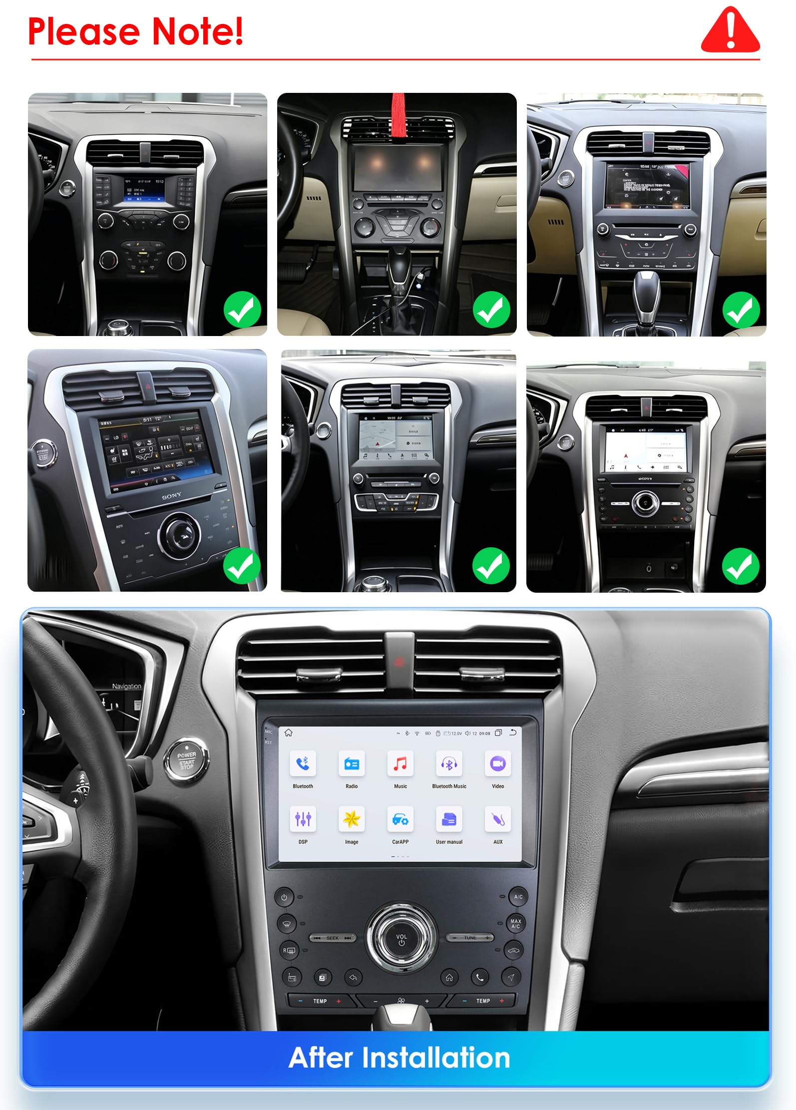 ,M150s~2/64gb,Android 15 Radio 2 Din Stereo z 4G WiFi Carplay Android Auto dla Fusion 2nd Gen 2013-2019 Upgrade Touch Screen GPS Navi 9'' MP5 Multimedia Odtwarzacz wideo FM BT Odbiornik