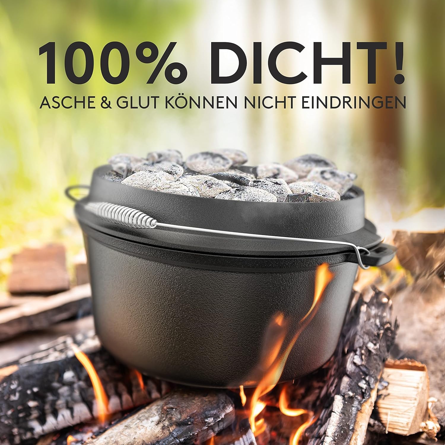 BBQ Dutch Oven Set [9L] Geschikt Voor Inductie Met Pannenstandaard Ingebrande Vuurpot Van Gietijzer Incl Deksellifter E Book 2668782827