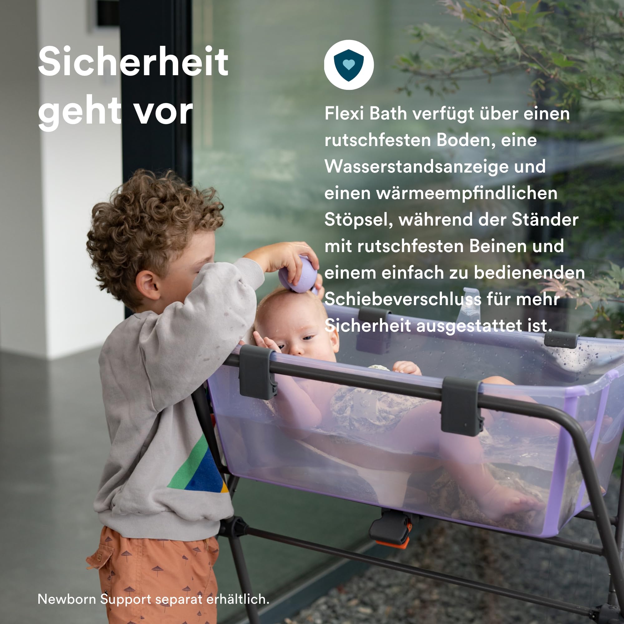 Stokke Flexi Bath (Lavender) + Flexi Bath Stand - Babybadewanne für Babys bis 10 kg - Faltbar, langlebig und einfach zu verstauen - Bequem zu Hause oder auf Reisen zu verwenden