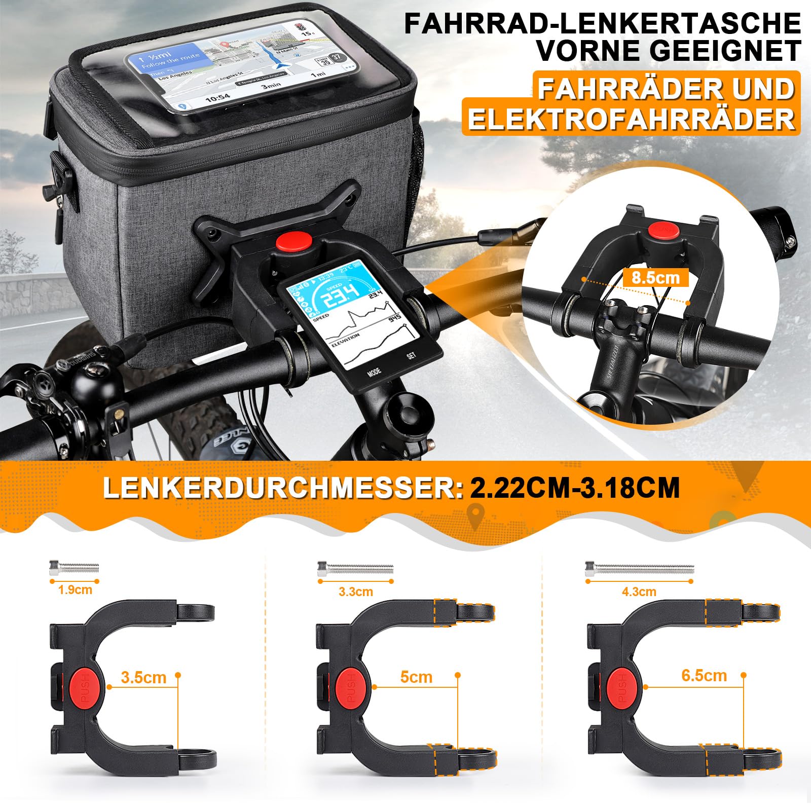 GXCROR Borsa da manubrio per bicicletta, 5,5 l, con touchscreen, impermeabile, per tutti i telefoni cellulari, D27GXC