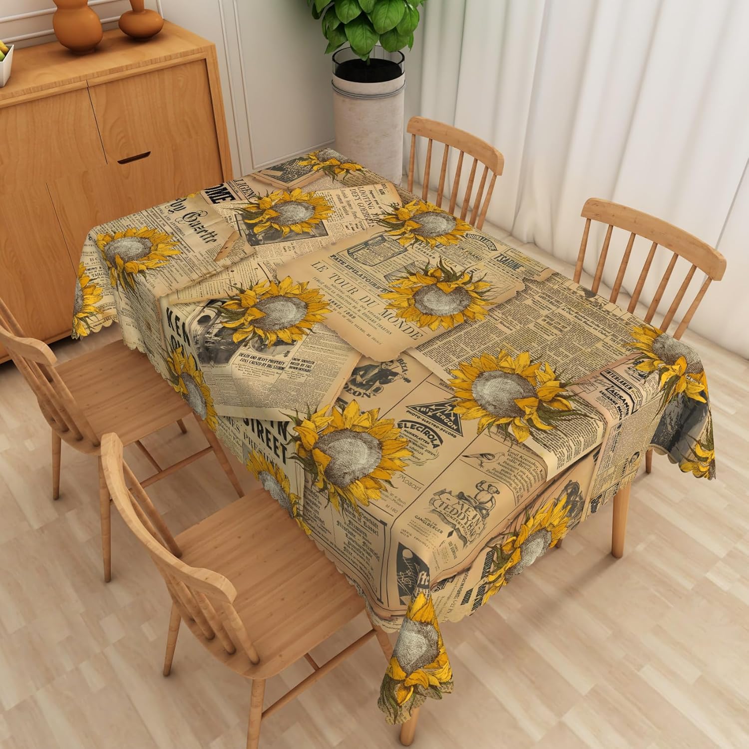 Leyiyi Vintage Newspaper Tablecloth Retro News-Papers Printed Rectangle Tablecloths News Articles Columns Modern Art Waterproof Table Cover for Dining Table Kitchen Tea Table Decor 70x140inch