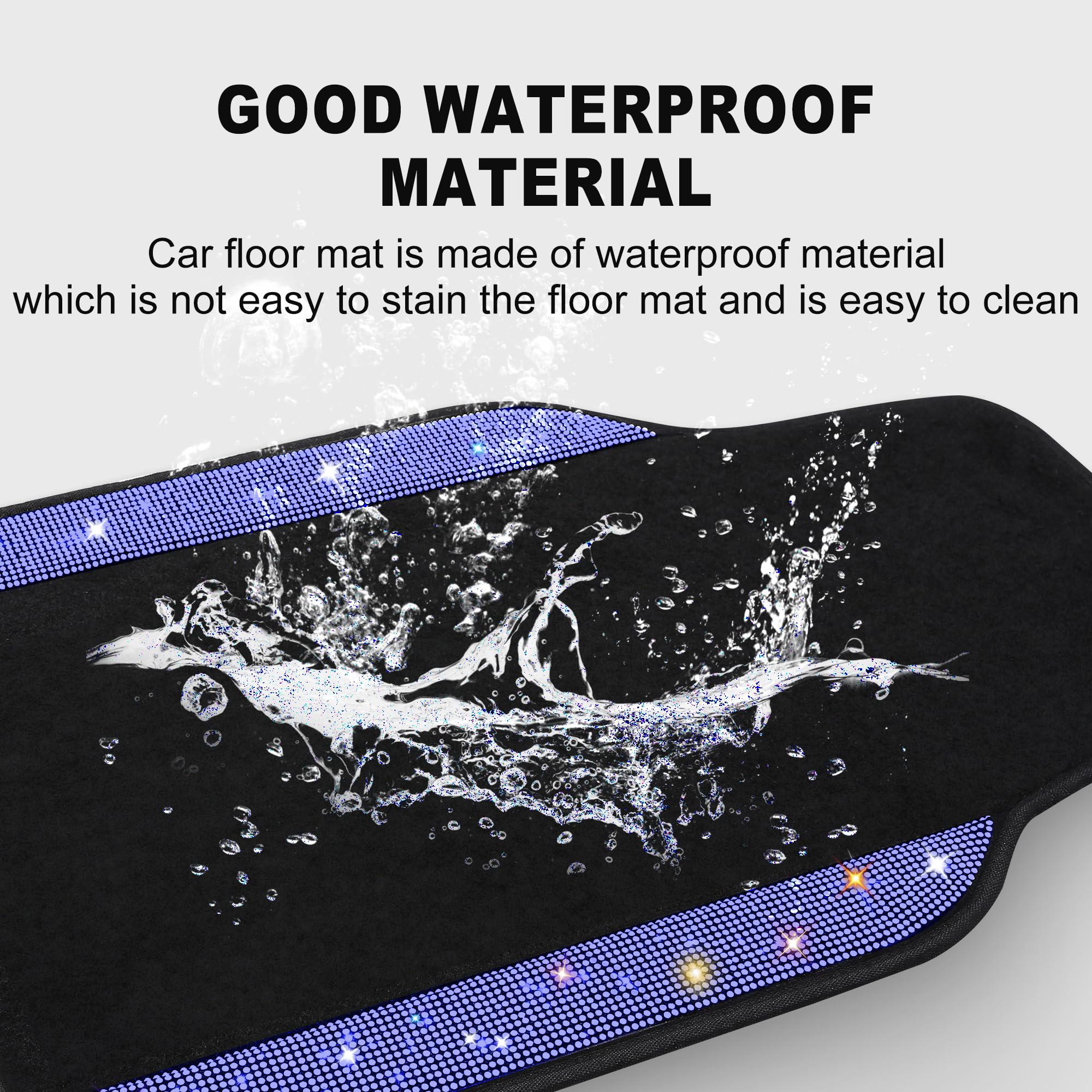 VarCozy Shining Rhinestones Floor Mats for Cars Sparkly Glitter Crystal Car Floor Mats with Anti-Slip Heel Pad for — view 3