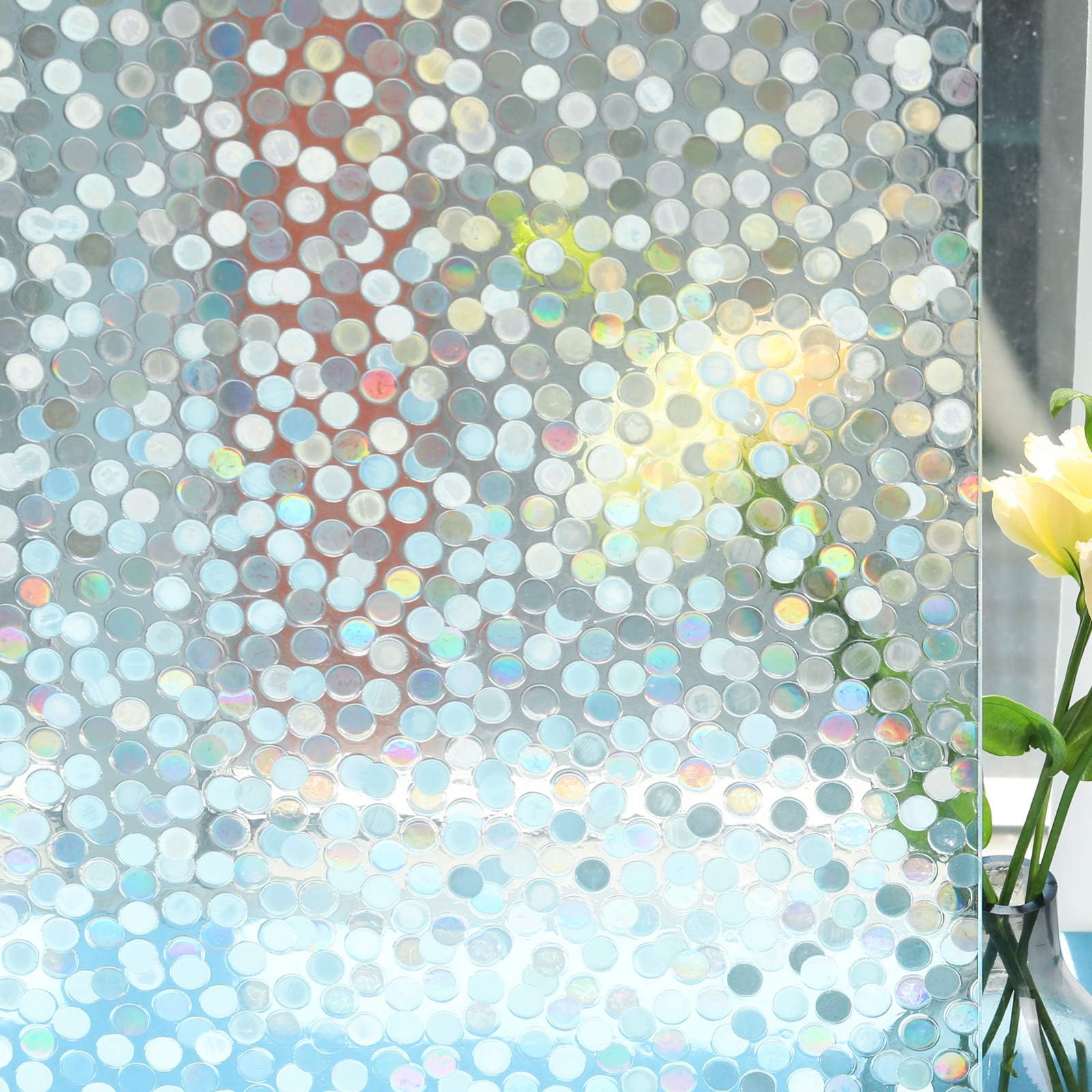 Decorative Window Film,Small Dots Low Privacy Door Film,Static Cling No Glue Removable Anti UV Glass Film for Home and Office Decoration,17.5 inches by 78.7 inches