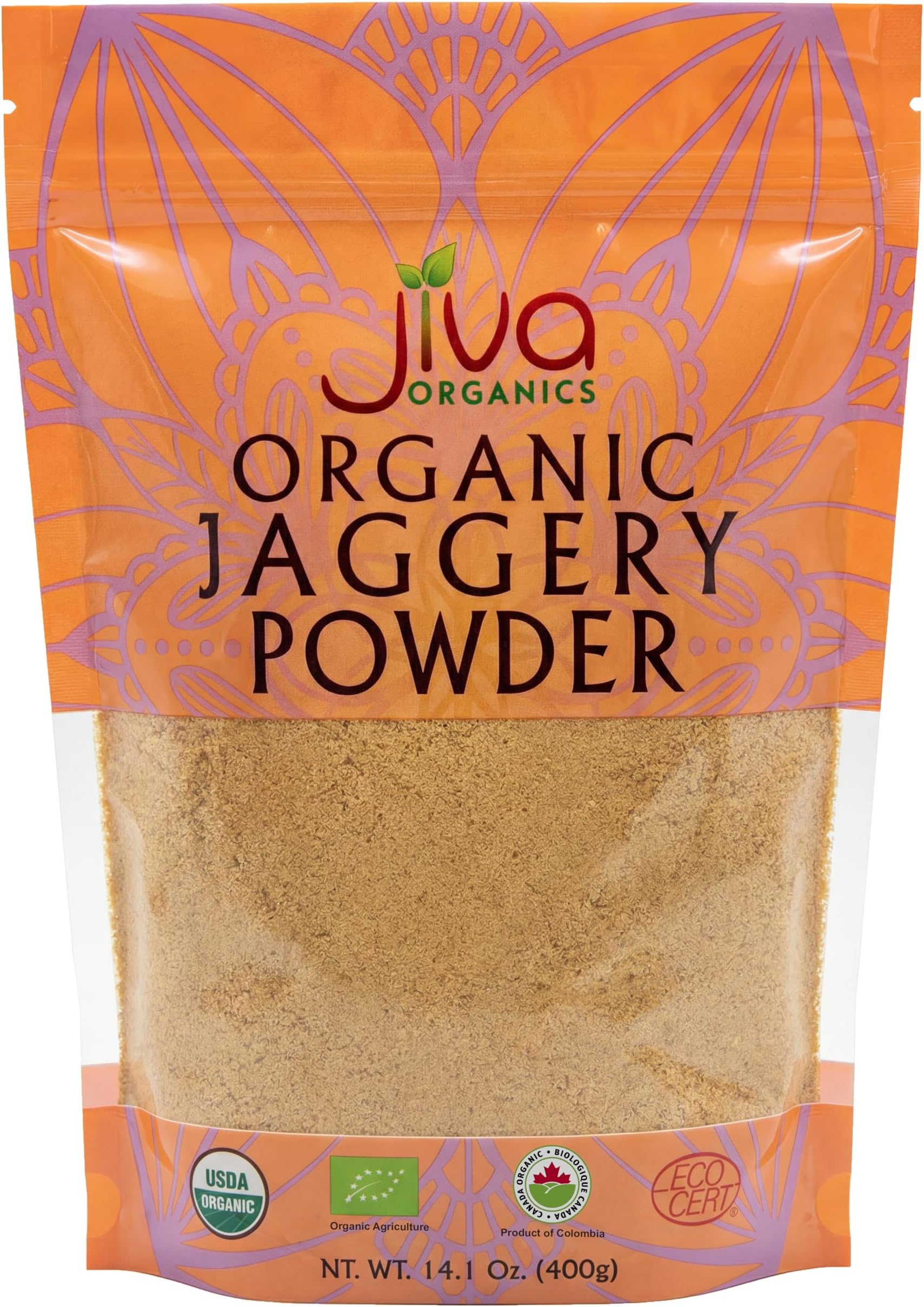 Jiva Organics Organic Jaggery Powder 14 Ounce - (Gur, Panela) - Raw & Natural!
