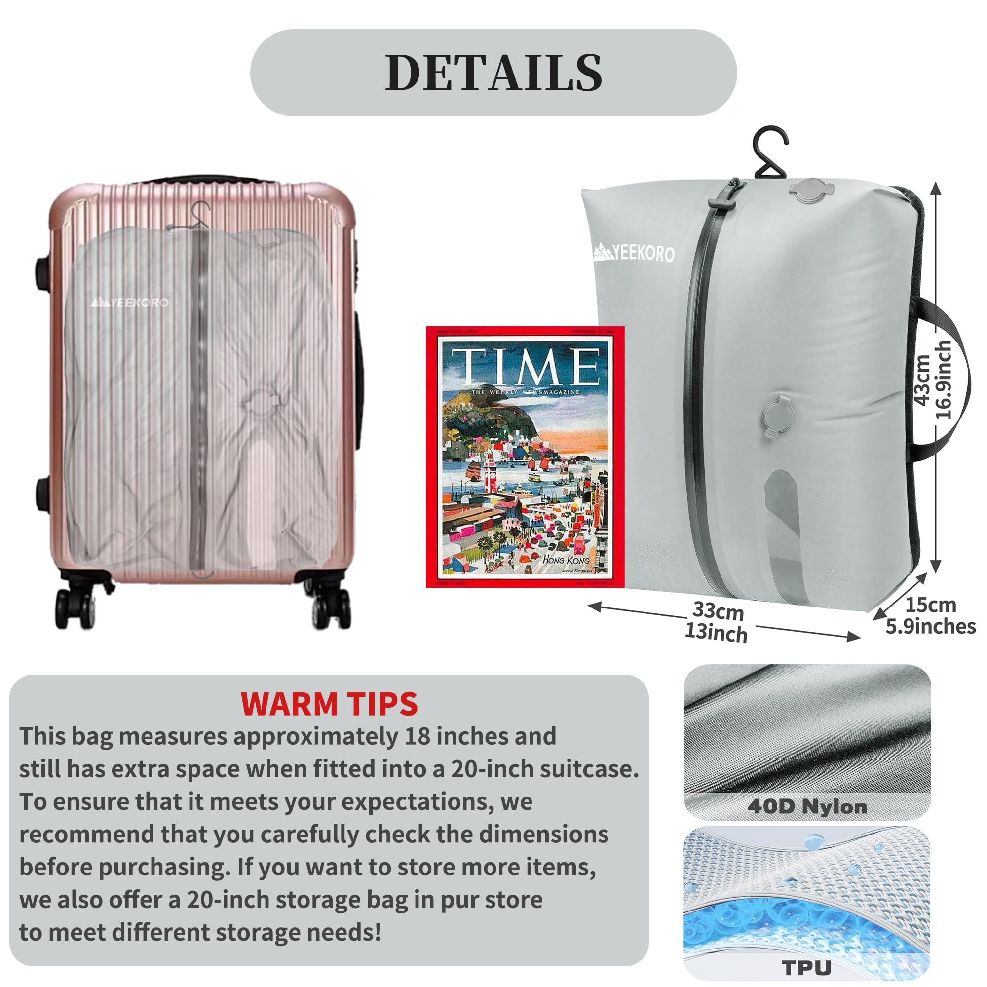 Sacchetti sottovuoto da viaggio, professionali, IP67, riutilizzabili, per valigie e zaini, resistenti e salvaspazio, confezione da 2, senza pompa)