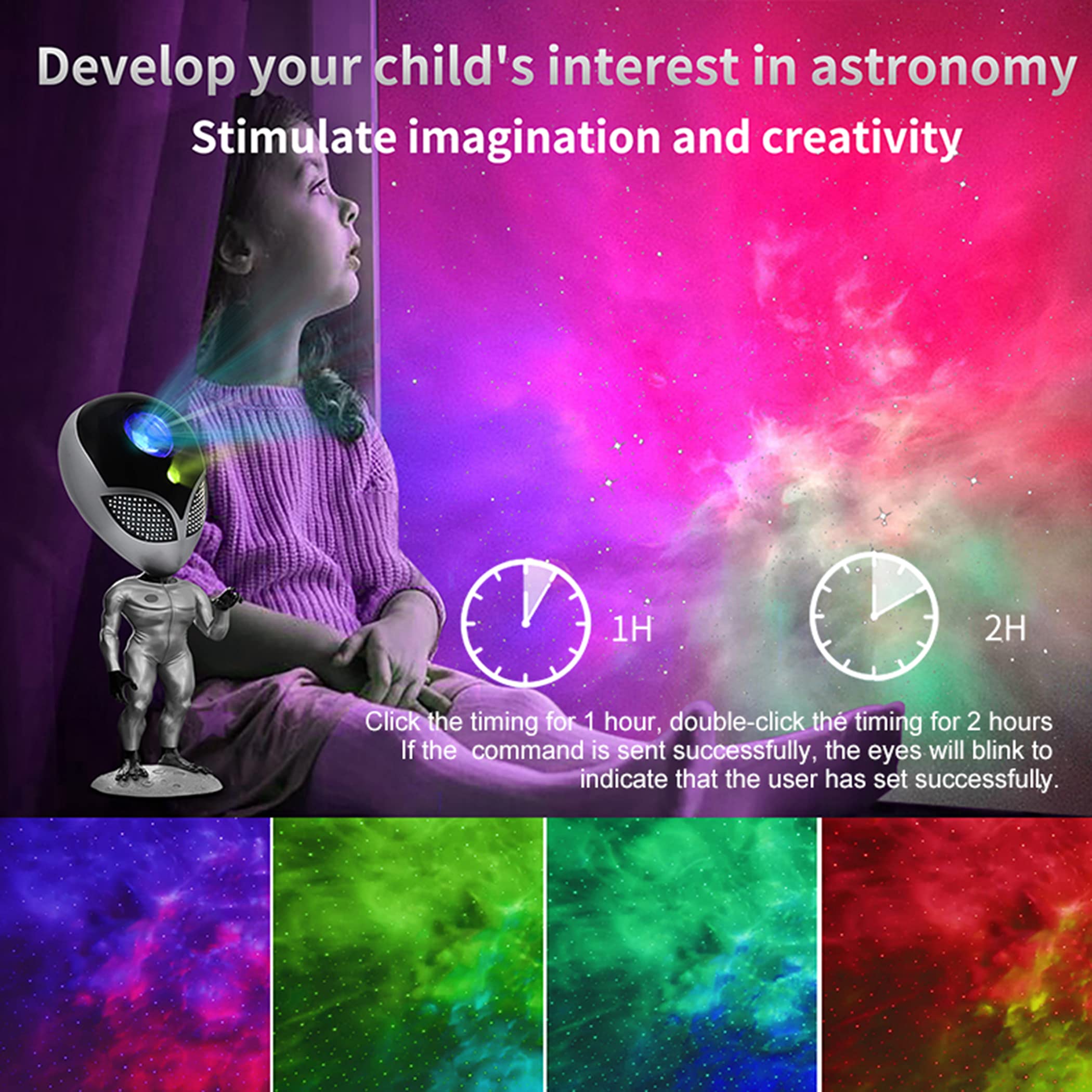 Sternenhimmel Projektor, Spaceman Sternenhimmel LED Lichter, Starry Projektor Nachtlicht, Romantische Atmosphäre Lampe 180°Drehen Perfekt für Party, Familientreffen