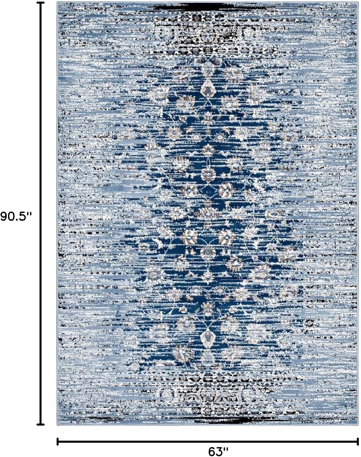 Modway Chiara Distressed Floral Lattice Contemporary 5x8 Area Rug in Moroccan Blue