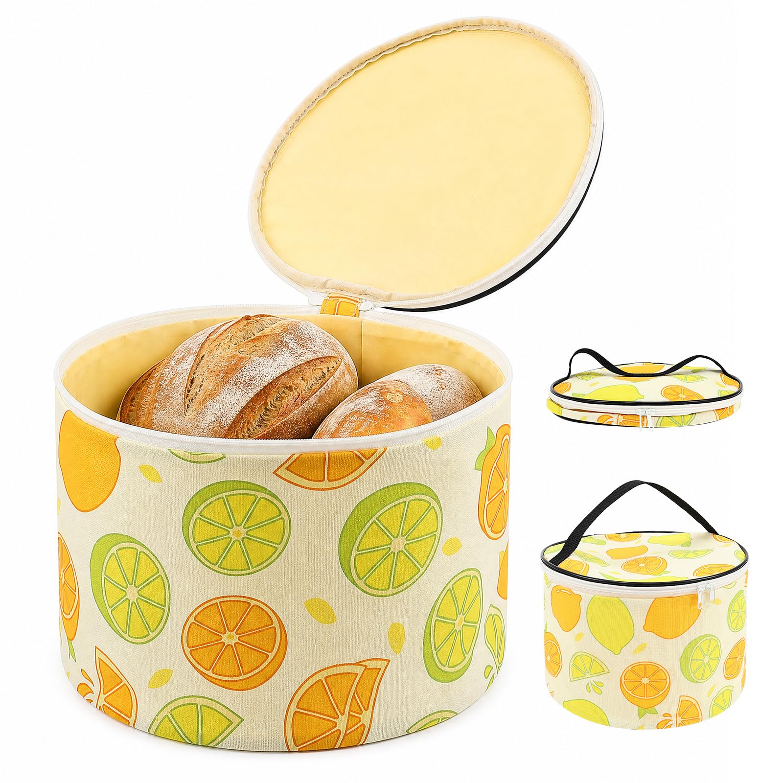 Beeswax Bread Bag, Reusable Beeswax-Lined Cotton Storage Bag with Double Zipper and Handle, 9.2"x5.9" Cylindrical Freshness Keeper for Homemade Sourdough, Bakery Essential(Style 4)