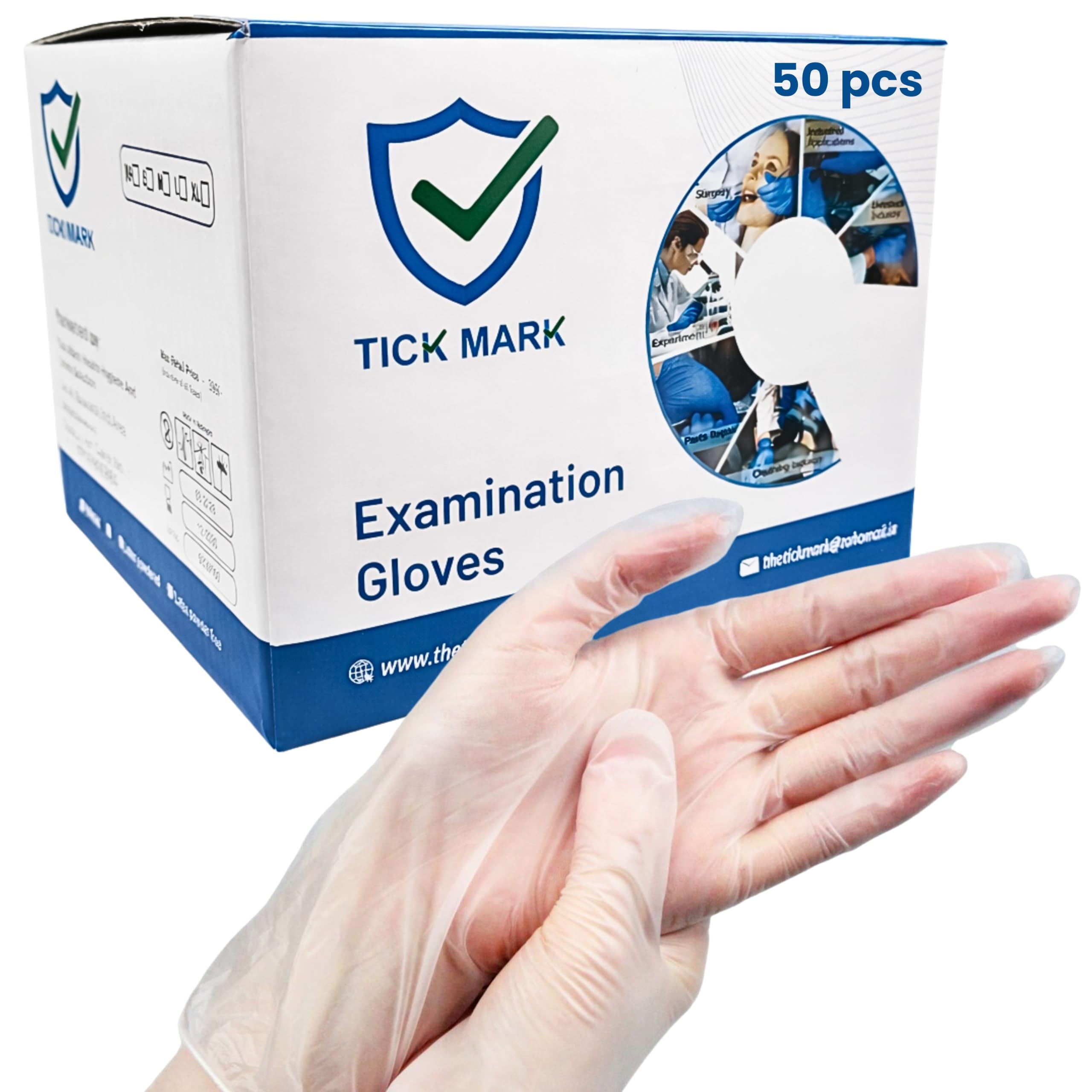 Vinyl Examination Gloves Disposable Powder-Free Latex-Free Clear Gloves for Medical Examination Food Handling Cleaning Beauty Salon Laboratory Household (50 Counts) (Size - M)-picture-22