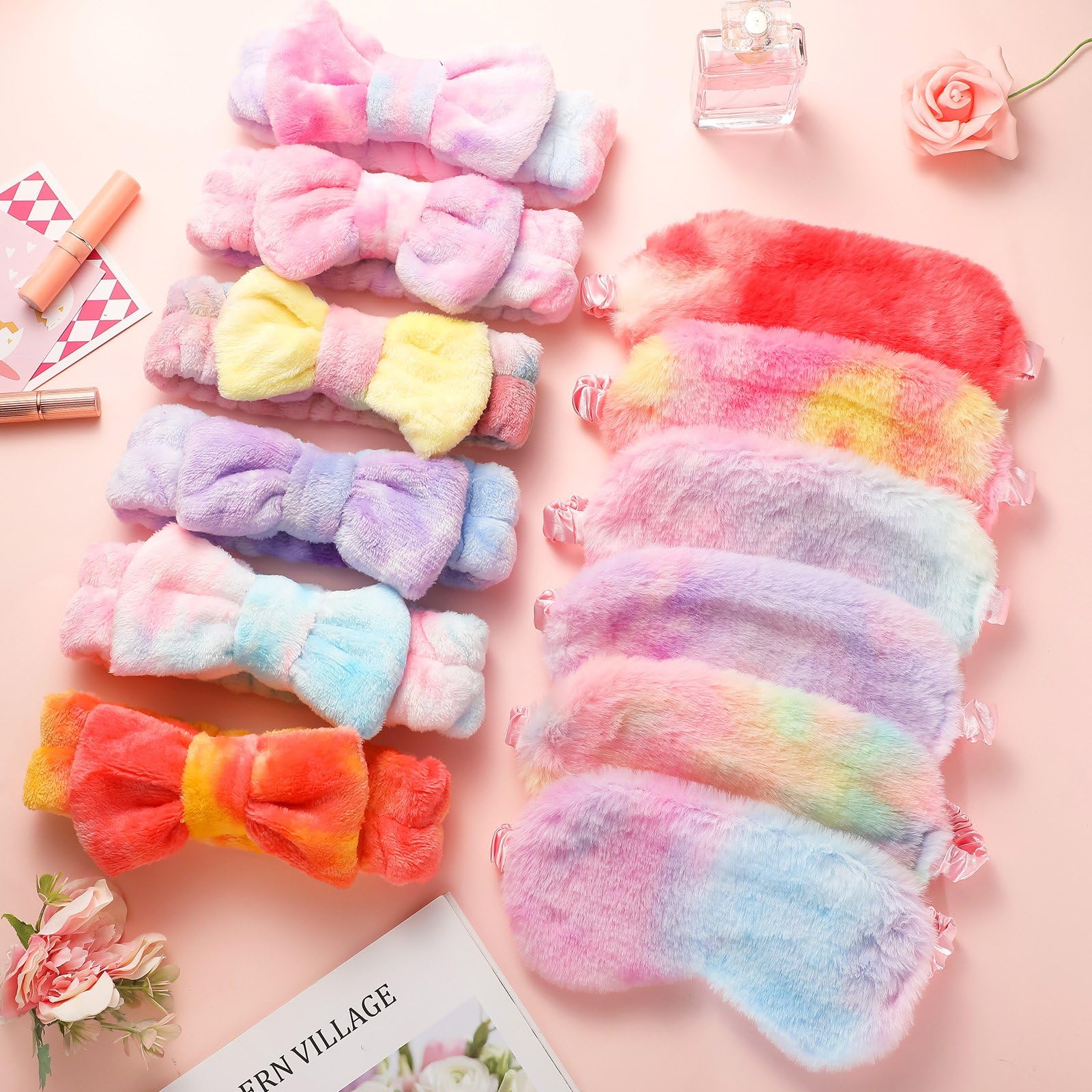 Bunnycool 24 Pcs Sleepover Party Supplies Satin Eye Mask Satin Hair Scrunchies Gift - View #9