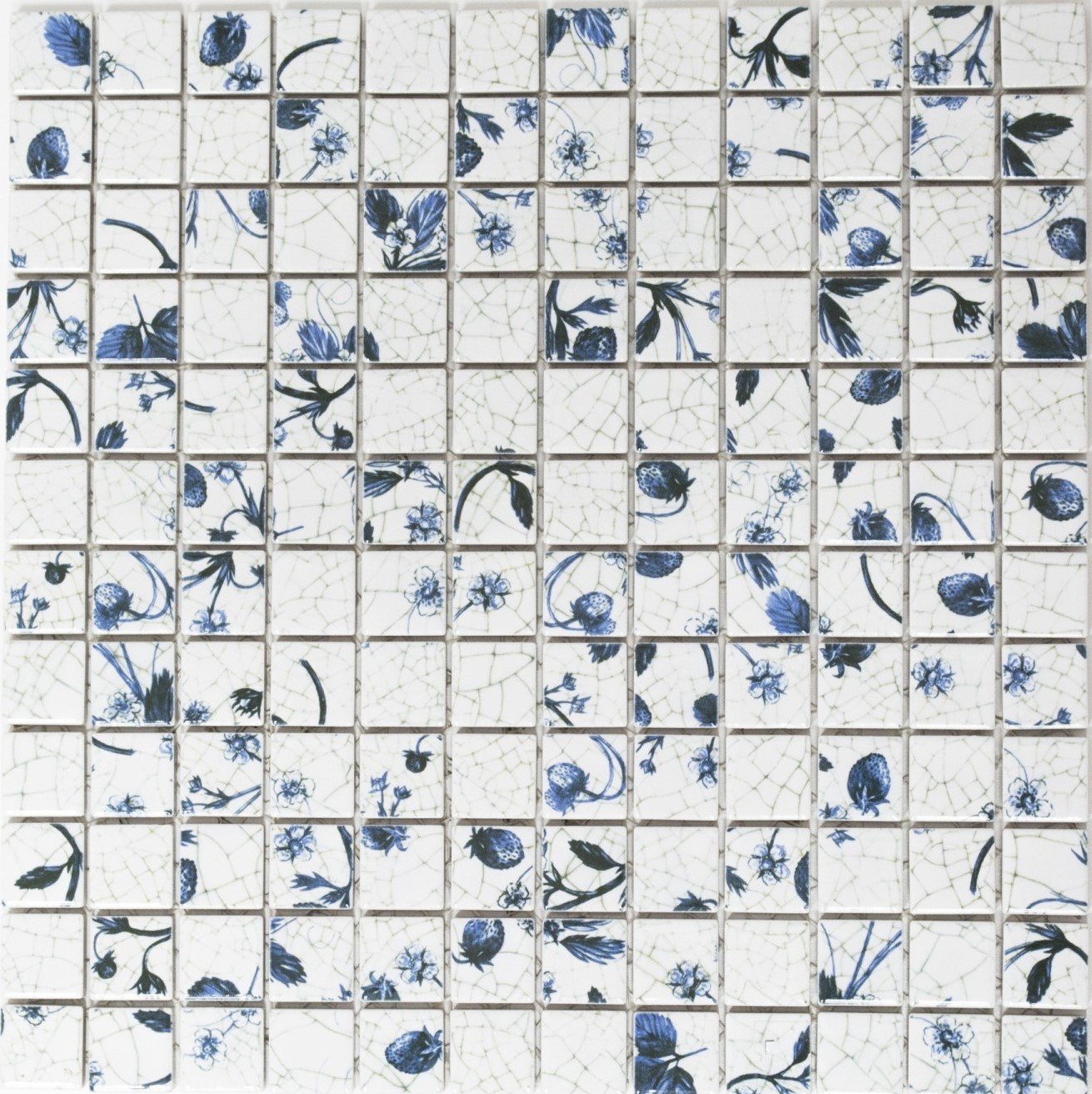 Płytki mozaikowe w stylu retro, vintage, ceramiczne, białe, niebieskie, truskawkowe, na ścianę, do łazienki, toalety, prysznica, kuchni, lustro płytkowe, okładzina wanny, WB18D-1404