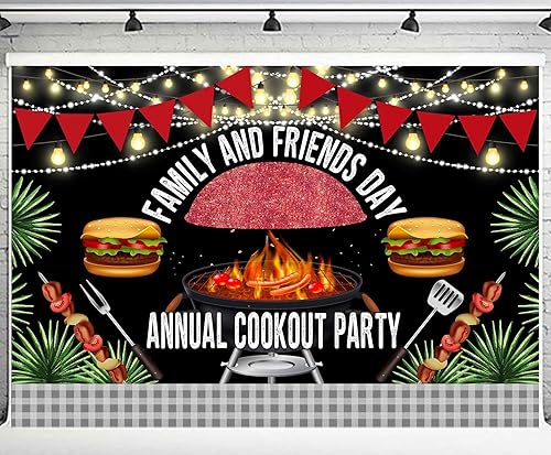 Miniatura 2 de PHMOJEN Fondo de picnic de 10 x 8 pies, día de la familia y los amigos, 3 fiesta anual de cocina, telón de fondo de fotos, decoración de parque de